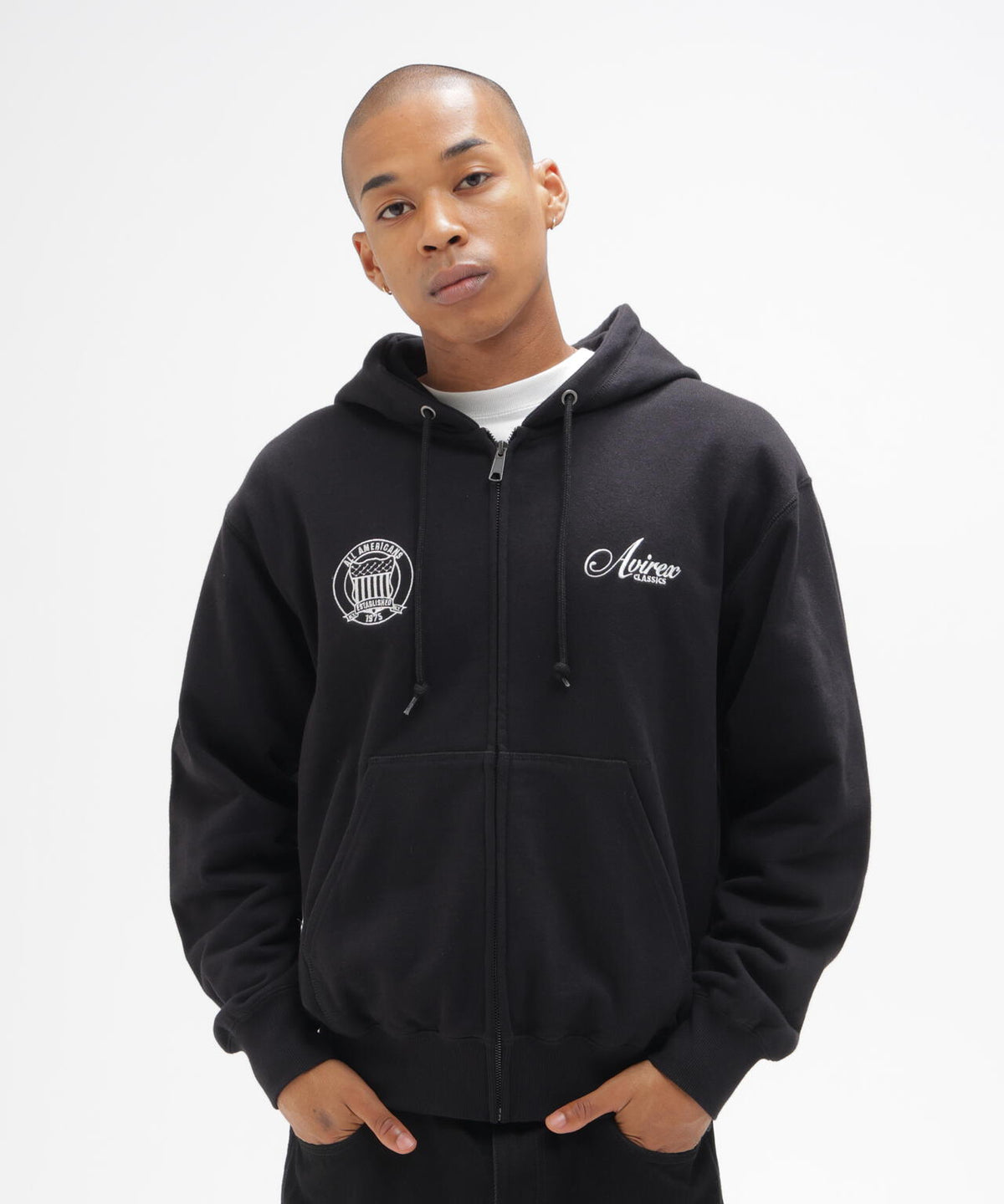 STITCH EMBROIDERY LOGO ZIP PARKA