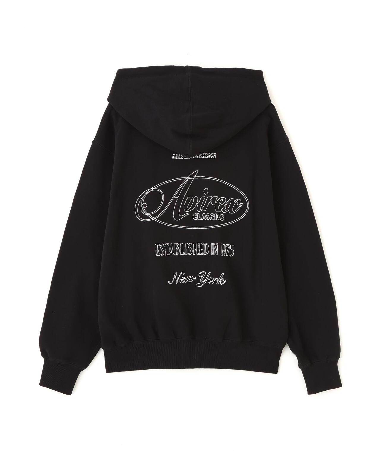 大幅値下げ！TYPO PARKA vtwelve パーカー　ブラックユニセックス STITCH EMBROIDERY LOGO ZIP PARKA | AVIREX（アヴィレックス