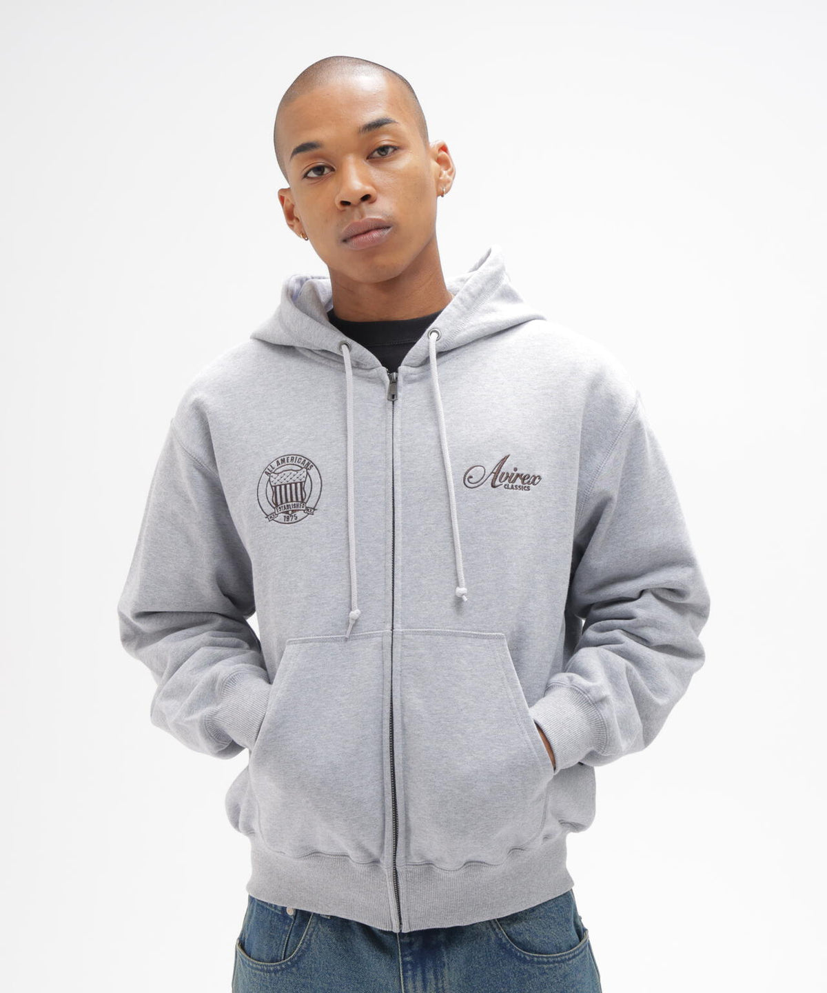 STITCH EMBROIDERY LOGO ZIP PARKA
