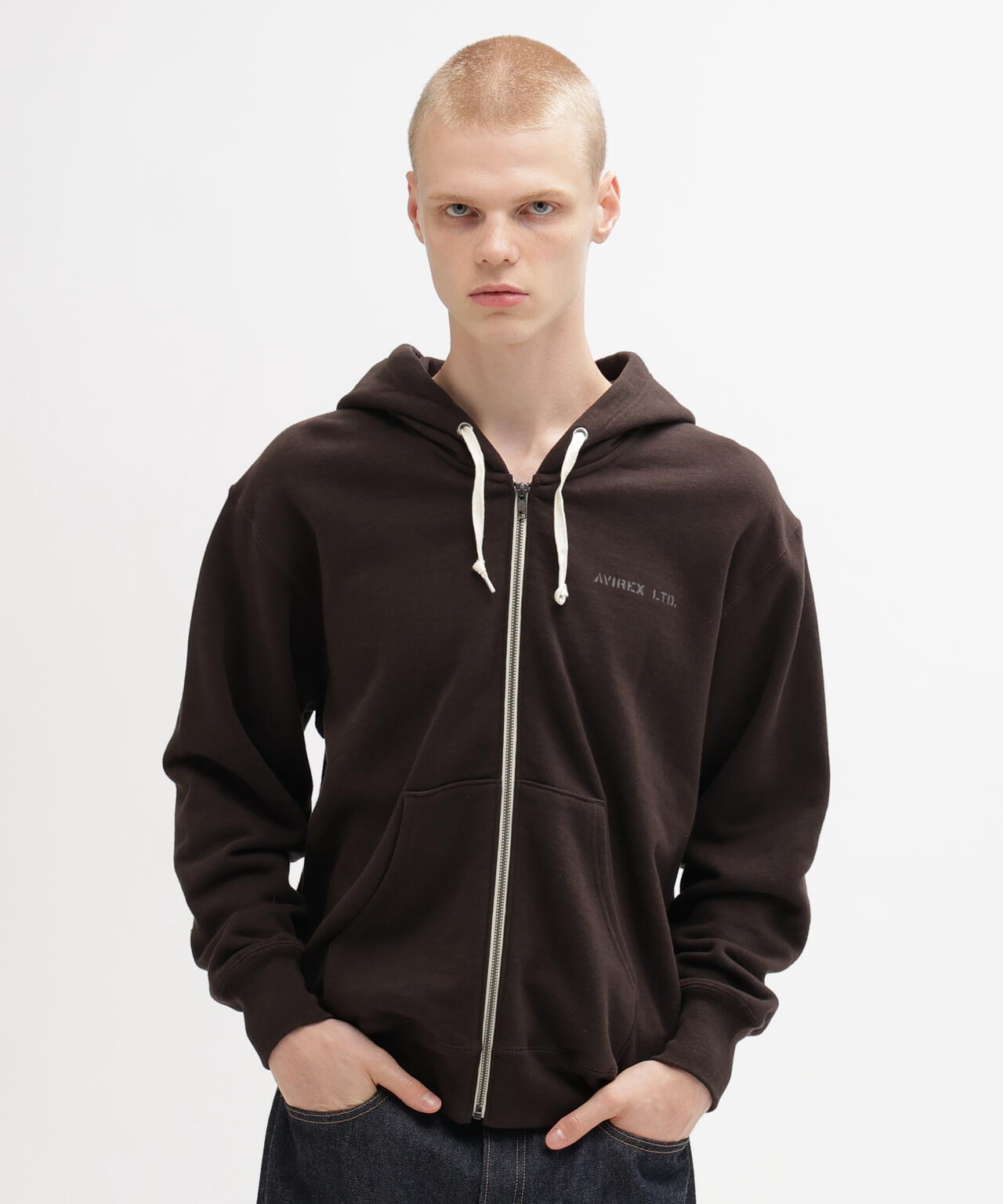 直営店限定》VINTAGE SWEAT ZIP PARKA ”STENCIL” | AVIREX