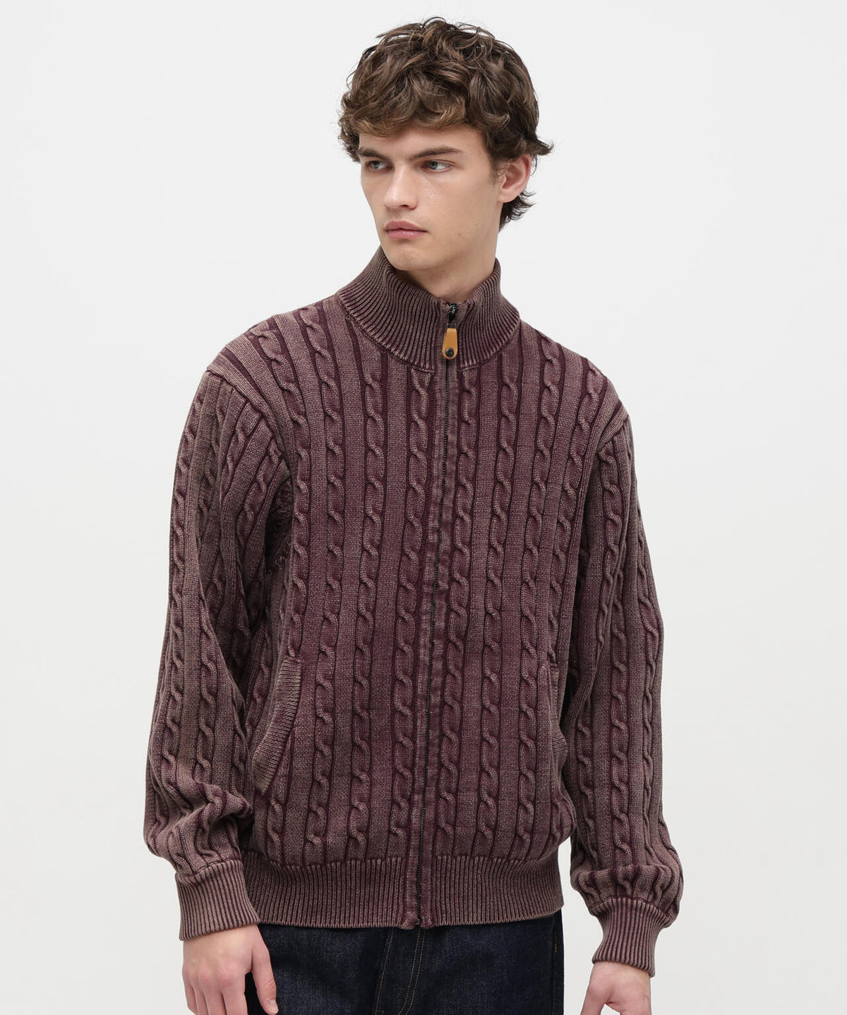 《直営店限定》COTTON ZIP CABLE KNIT