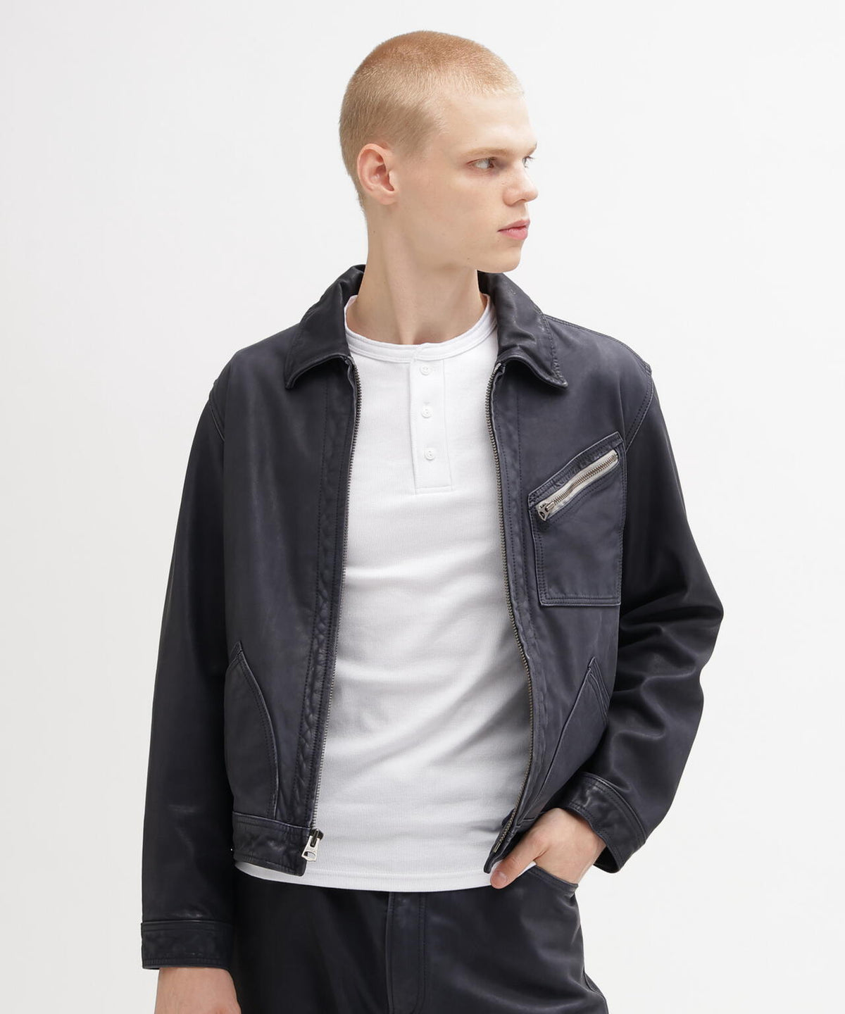 INDIGO LEATHER JACKET