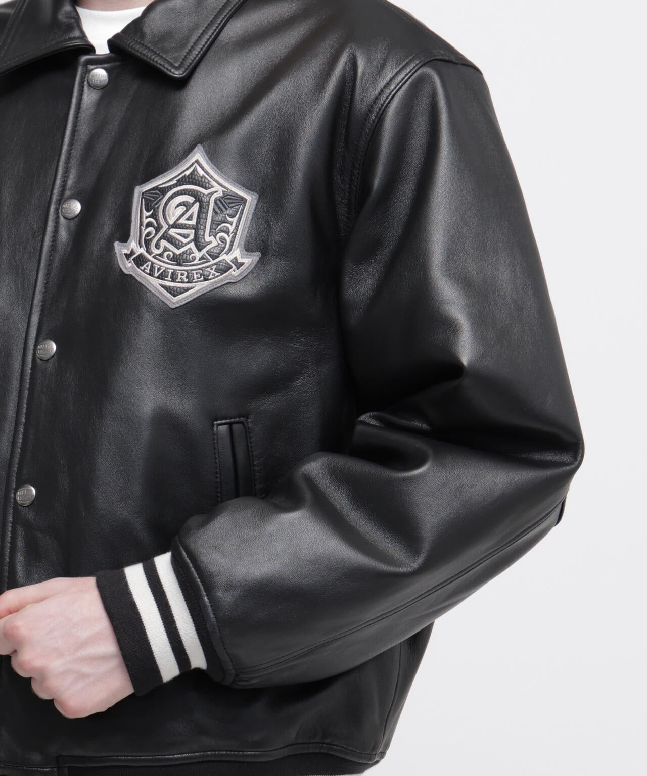 メチャ　アヴィレックス　牛革　本革　レザージャケット　ブラック　XL VARSITY LEATHER JACKET ”SELECTED AUTHORITY” | AVIREX
