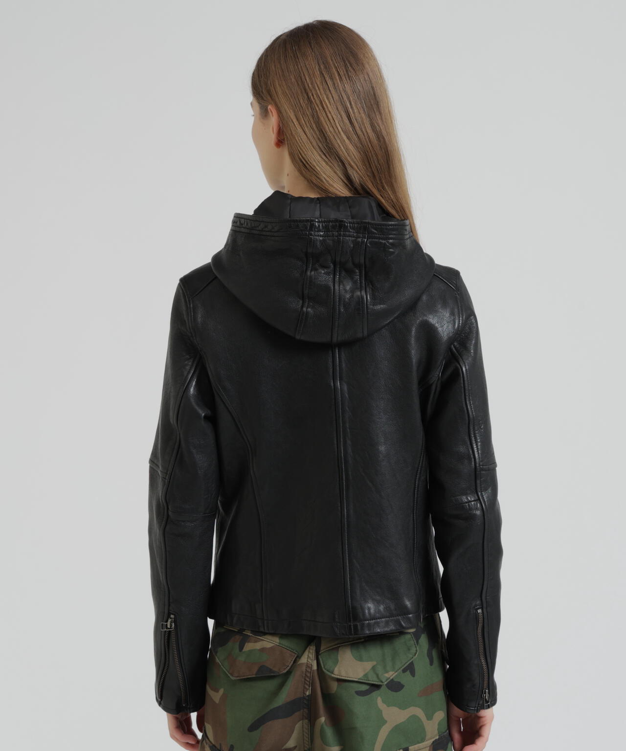 《WOMAN》SHEEP HOOD LEATHER JACKET