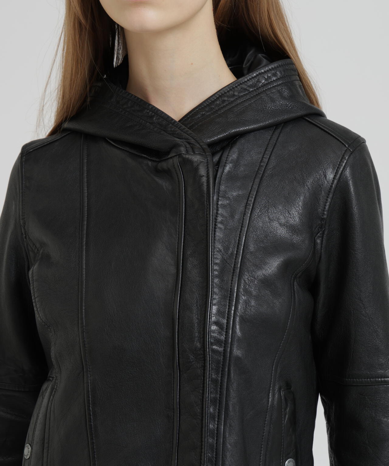 《WOMAN》SHEEP HOOD LEATHER JACKET
