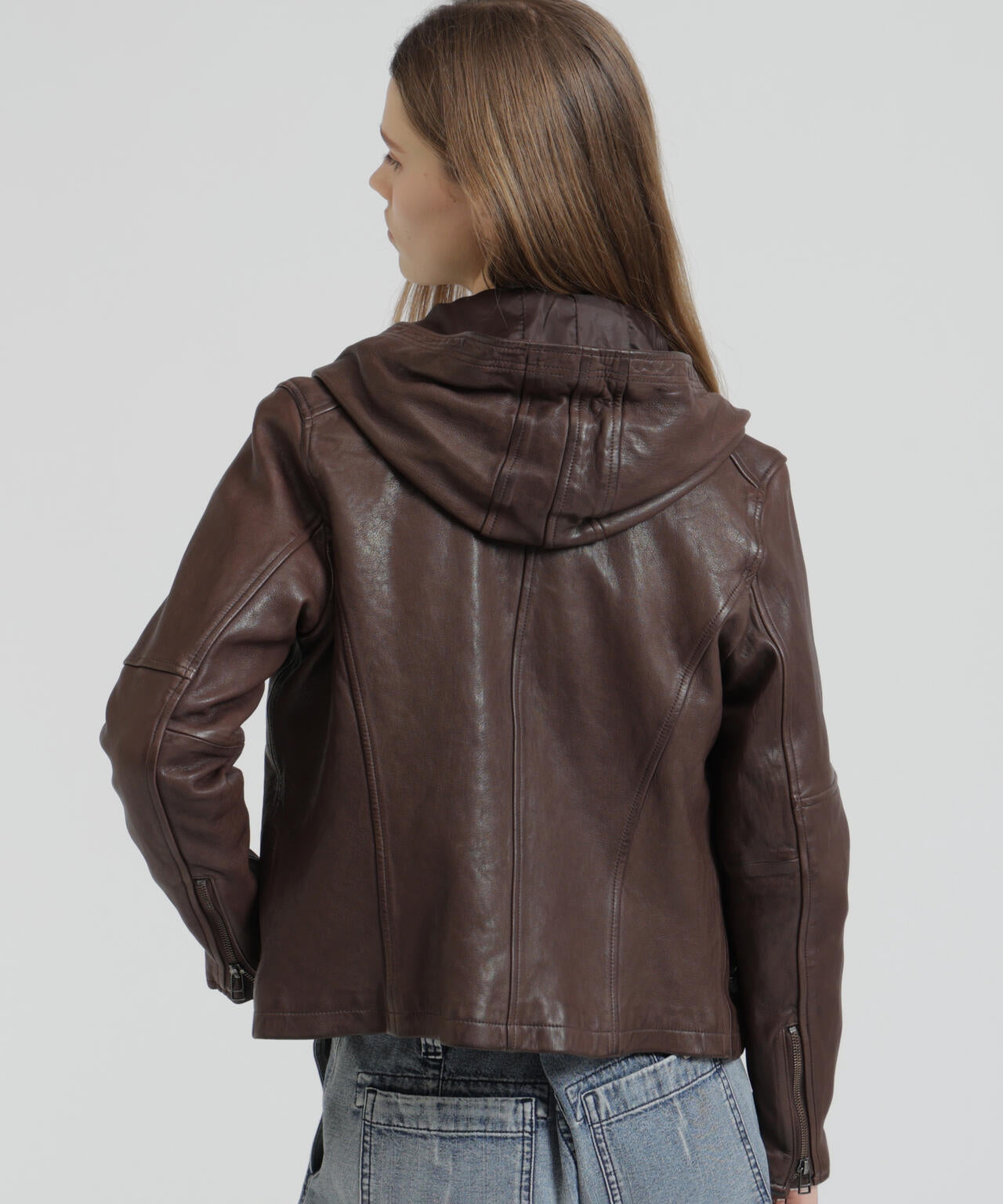 《WOMAN》SHEEP HOOD LEATHER JACKET