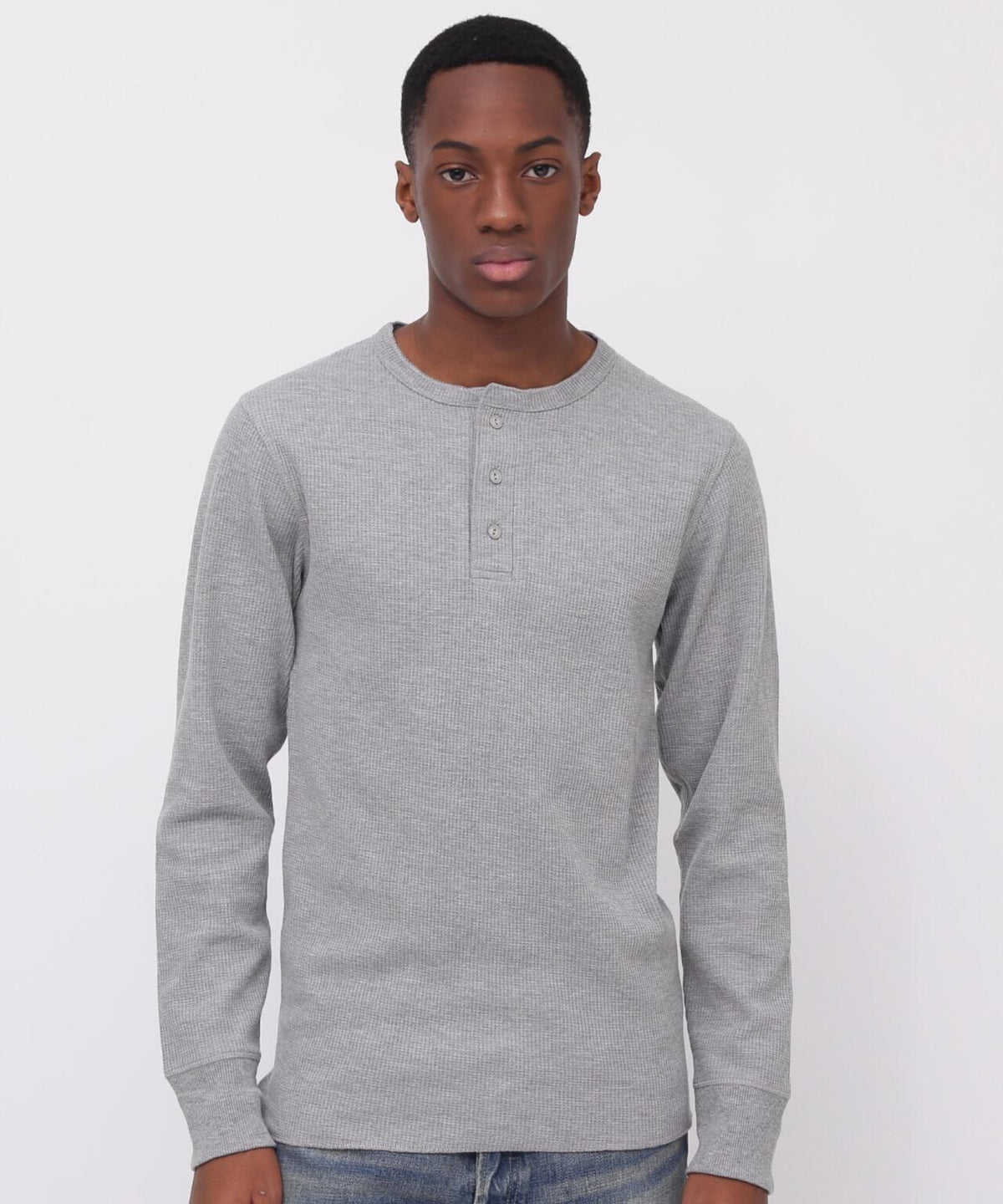 《DAILY/デイリー》L/S THERMAL HENLEY NECK T-SHIRT