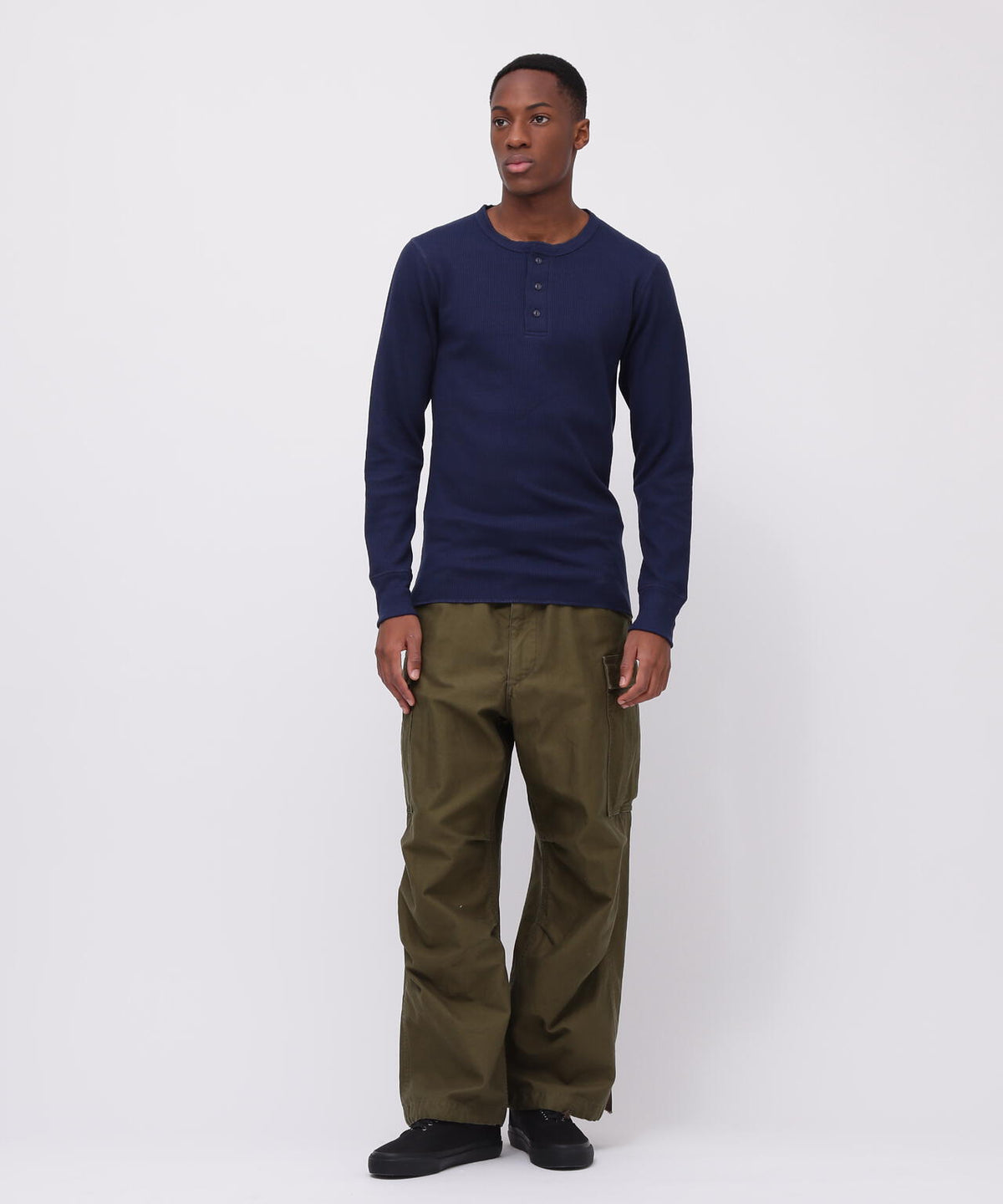 《DAILY/デイリー》L/S THERMAL HENLEY NECK T-SHIRT