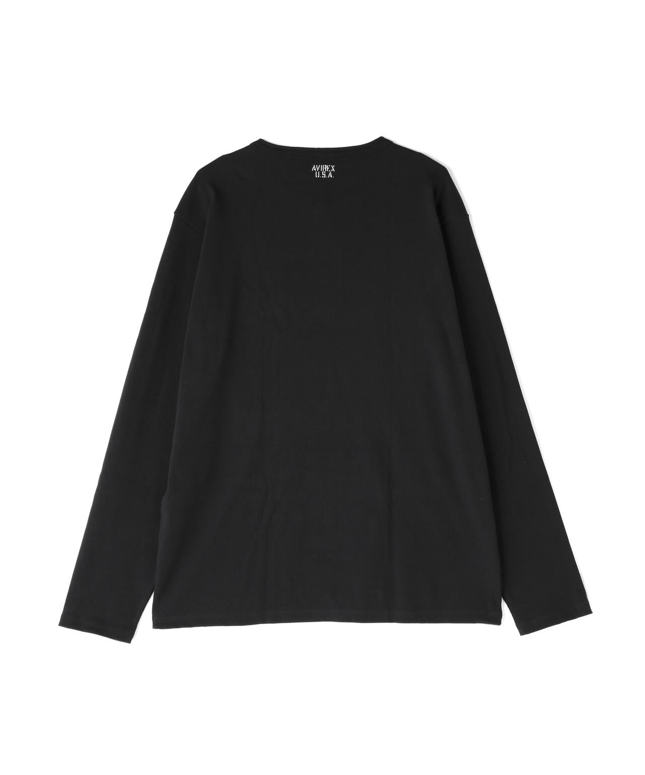 BIG SIZE RIB L/S HENLEY NECK T-SHIRT