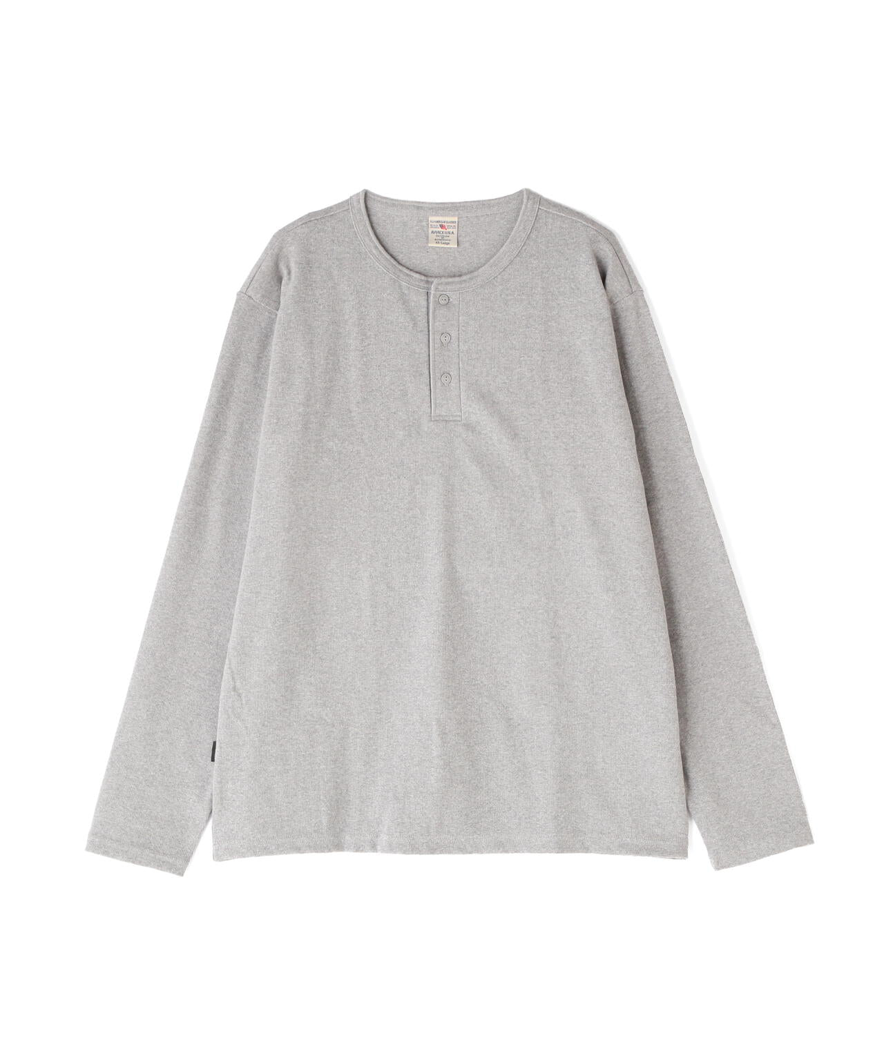 BIG SIZE RIB L/S HENLEY NECK T-SHIRT