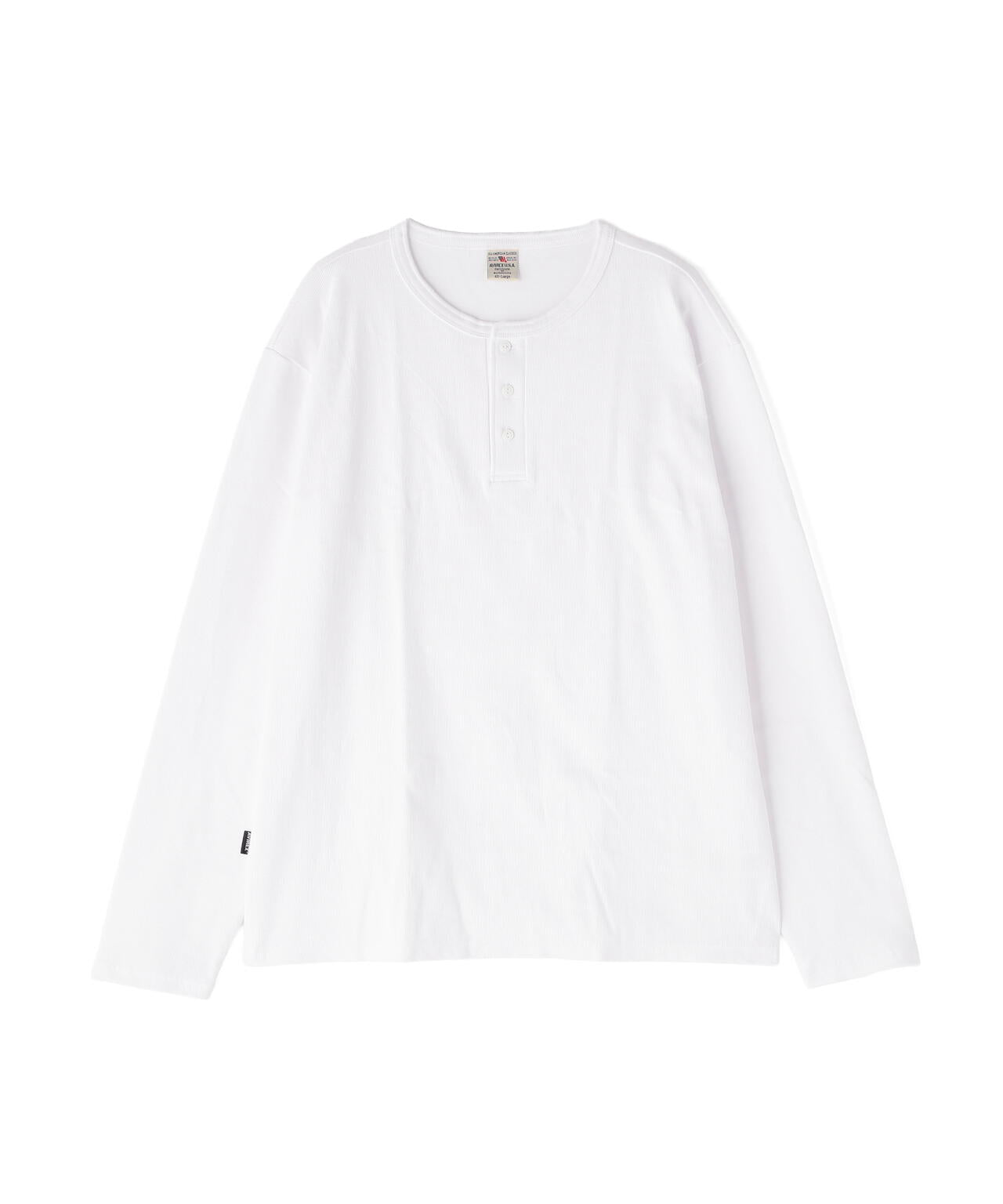 BIG SIZE RIB L/S HENLEY NECK T-SHIRT