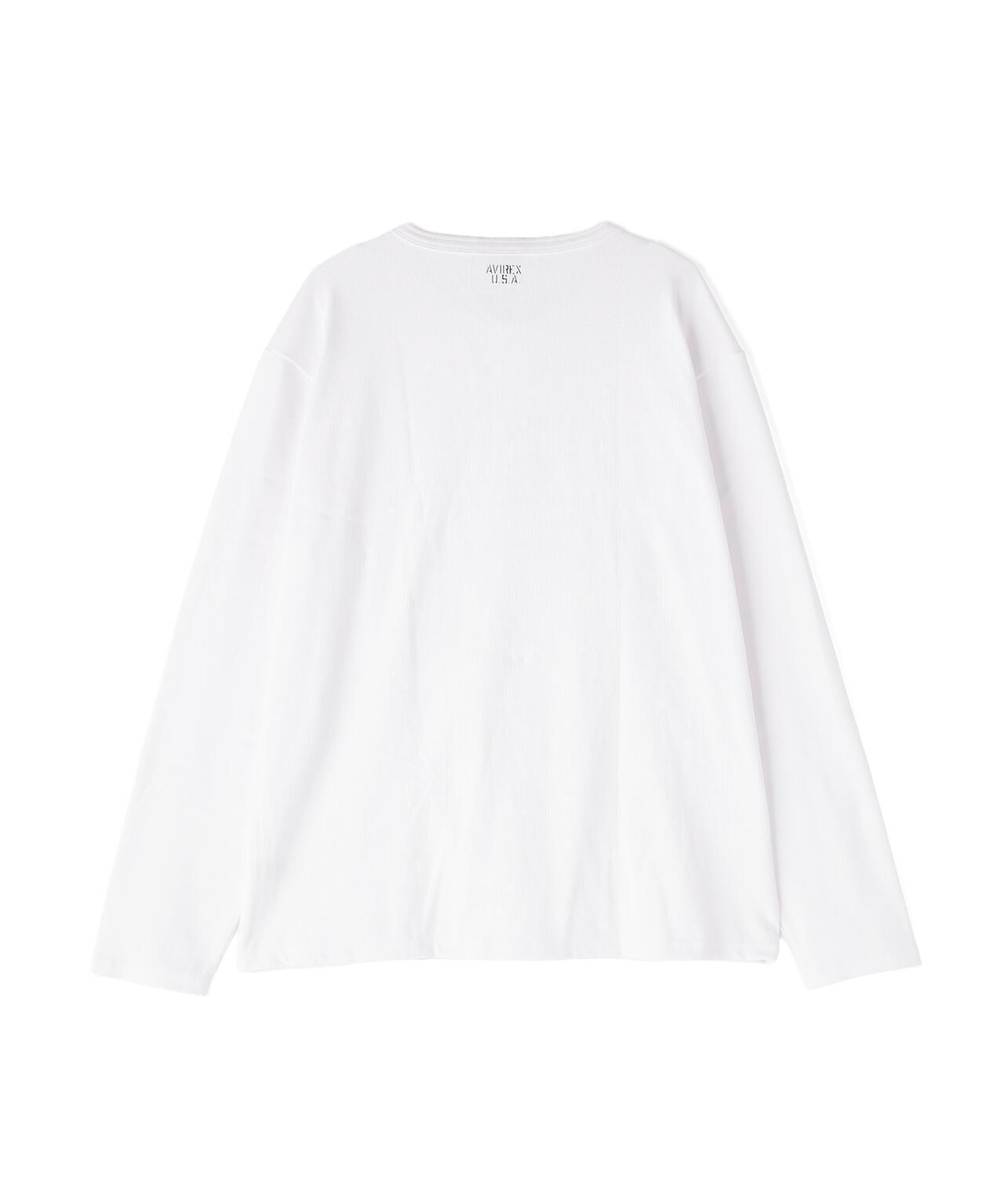 BIG SIZE RIB L/S HENLEY NECK T-SHIRT