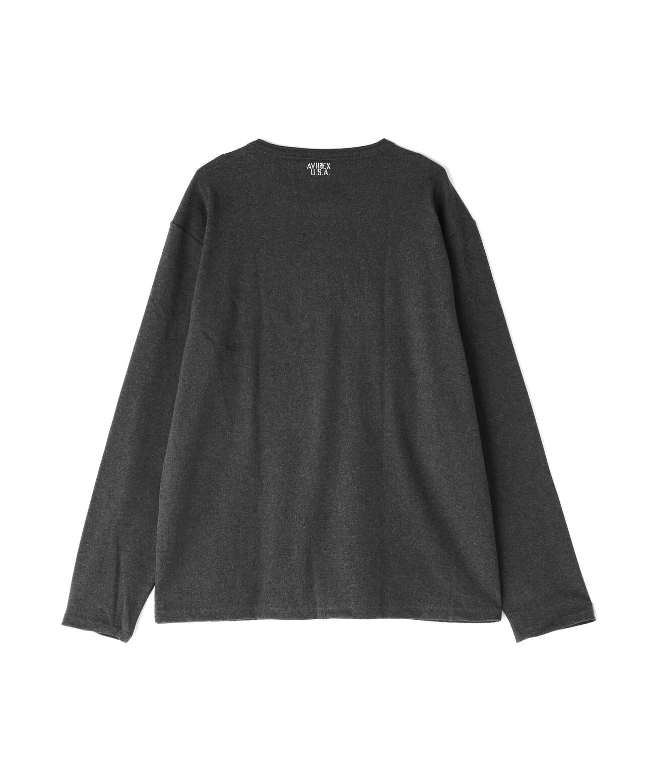 BIG SIZE RIB L/S HENLEY NECK T-SHIRT