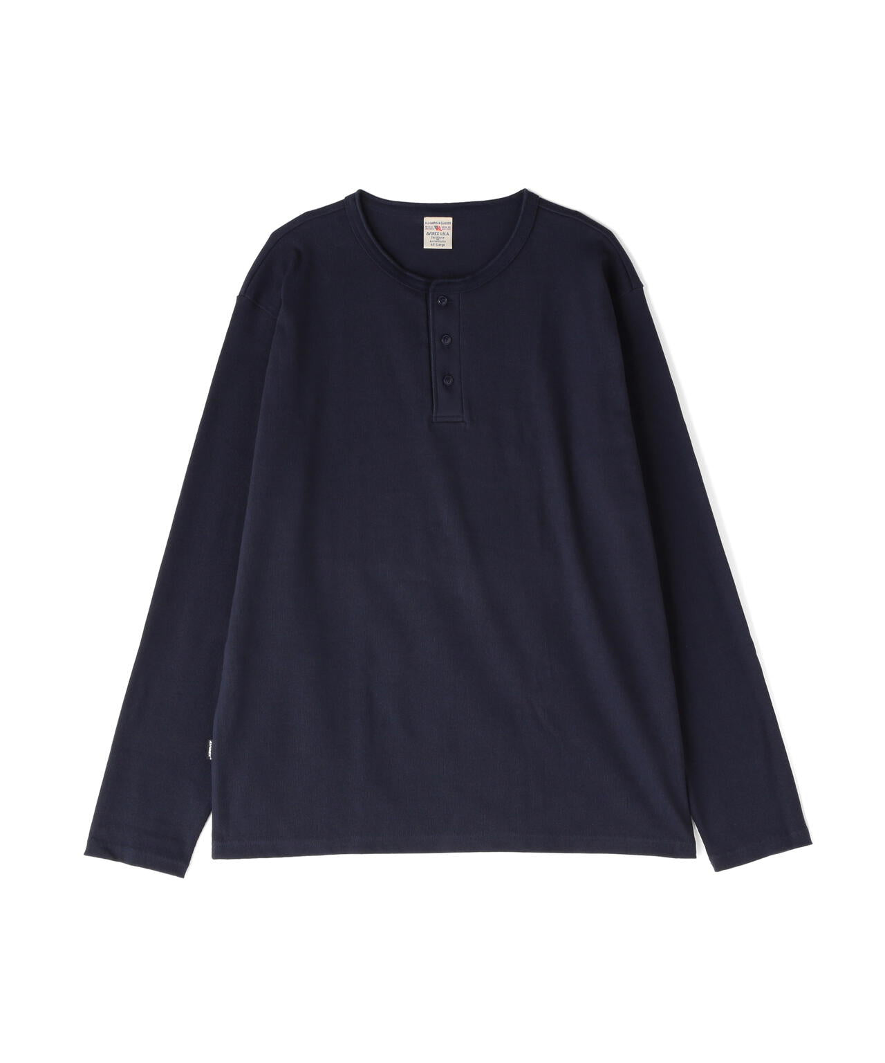 BIG SIZE RIB L/S HENLEY NECK T-SHIRT