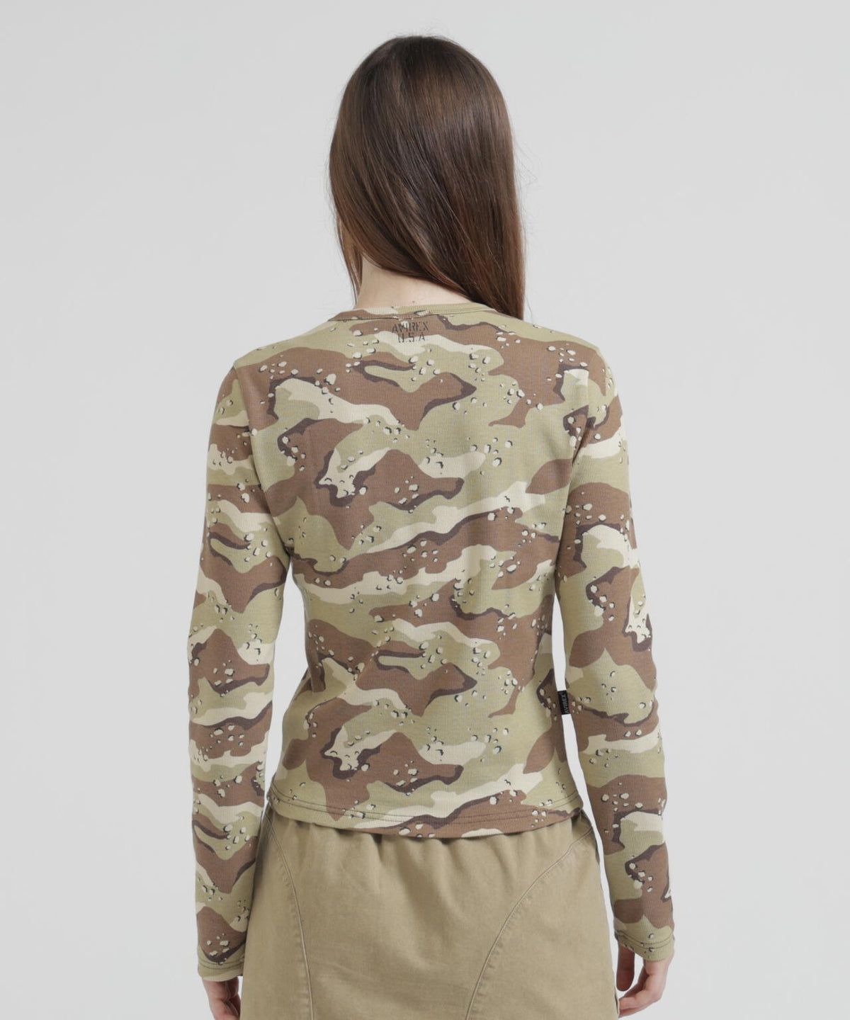 《WEB限定/DAILY/デイリー/WOMAN》RIB CAMO L/S CREW NECK T-SHIRT