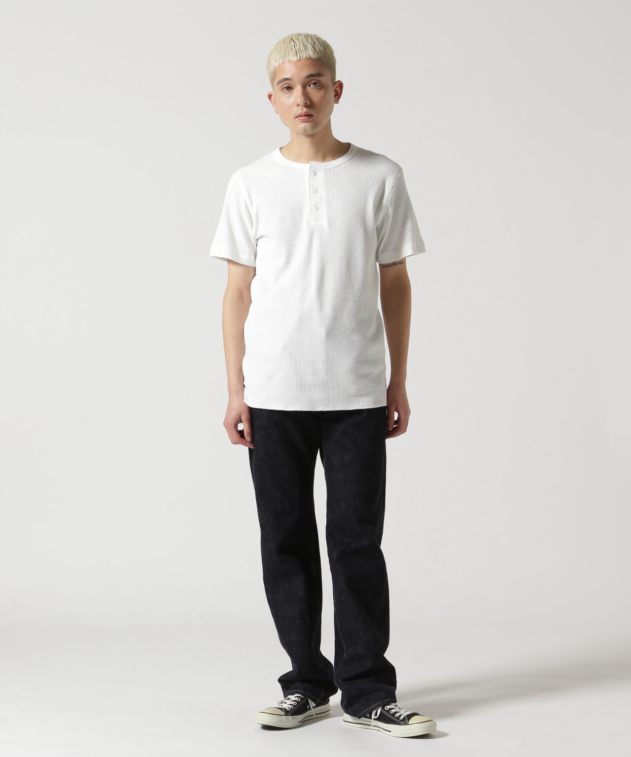 《DAILY/デイリー》THERMAL HENRY NECK T-SHIRT