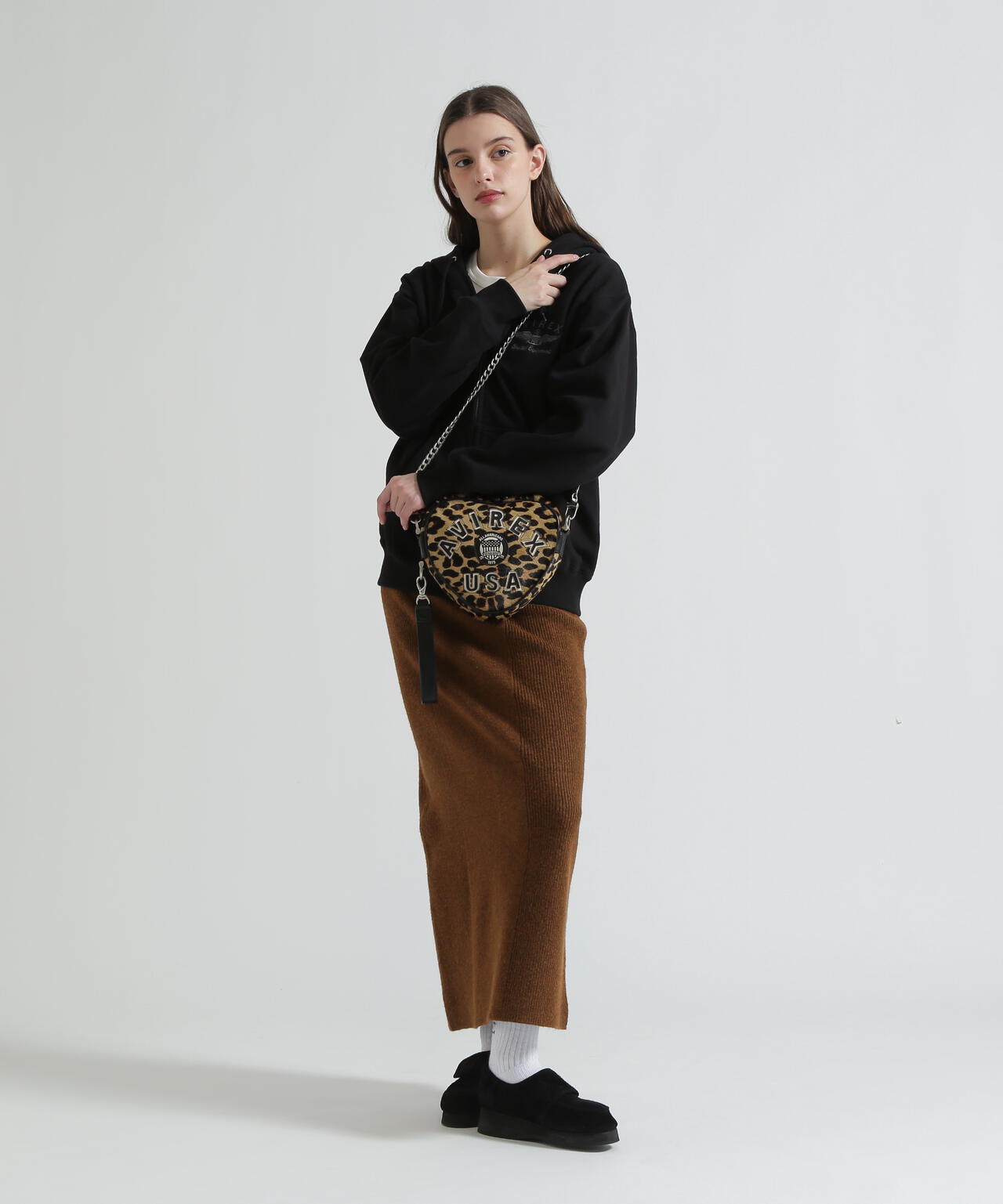 直営店限定》LX VARSITY LEATHER HEART CHAIN BAG | AVIREX