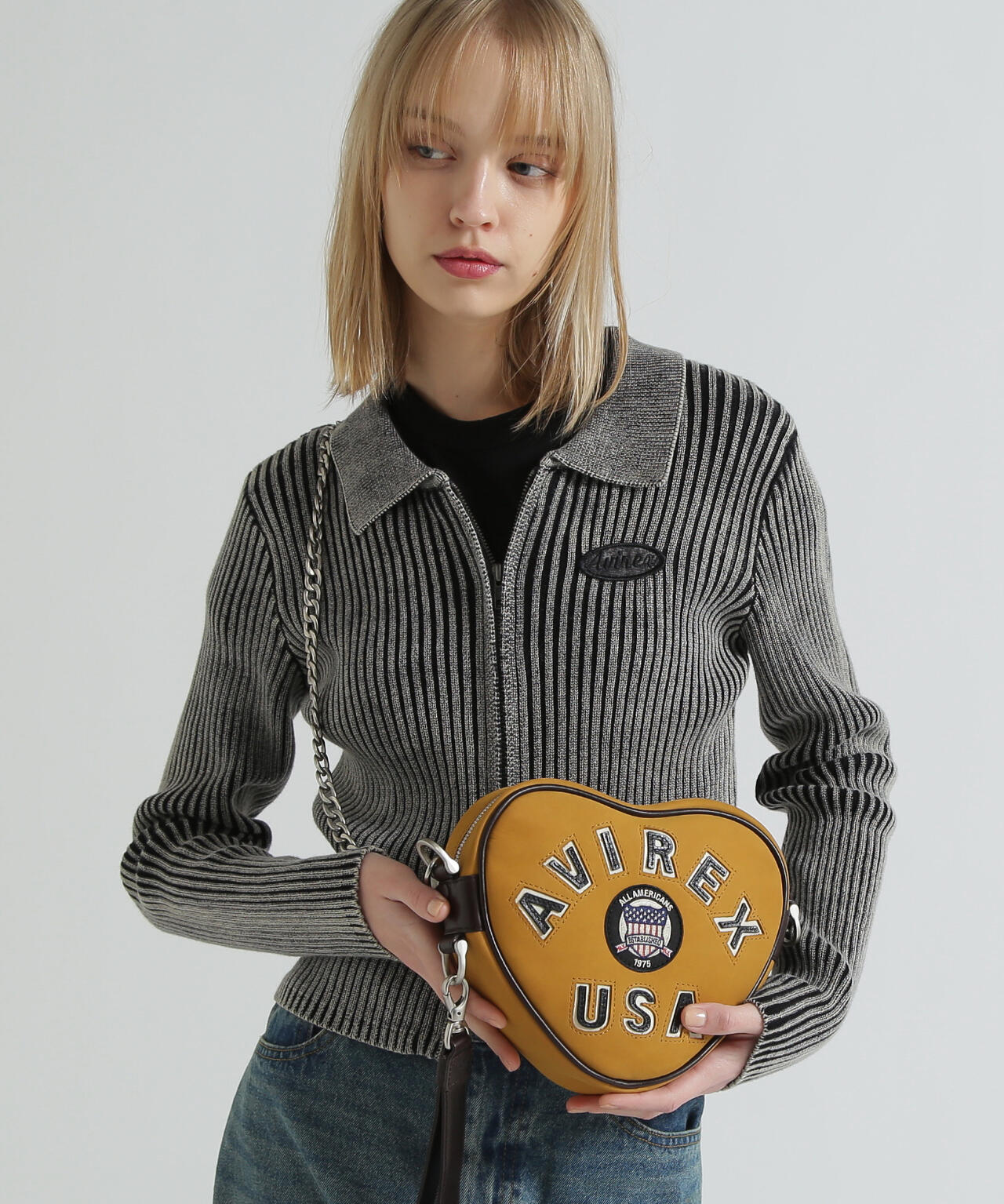 直営店限定》LX VARSITY LEATHER HEART CHAIN BAG | AVIREX
