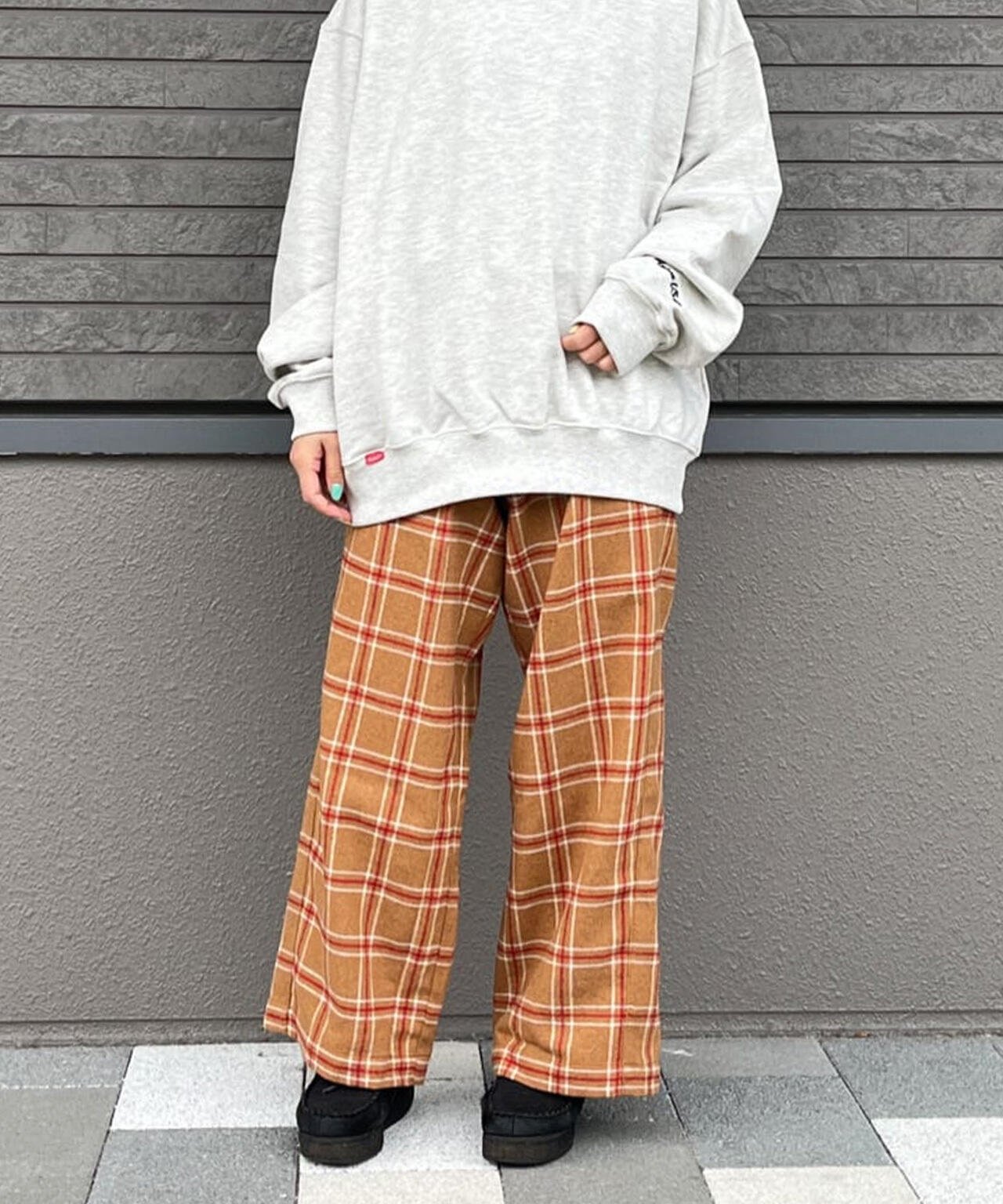 【直営店限定】ウールチェック ワイドパンツ/WOOL CHECK WIDE PANT