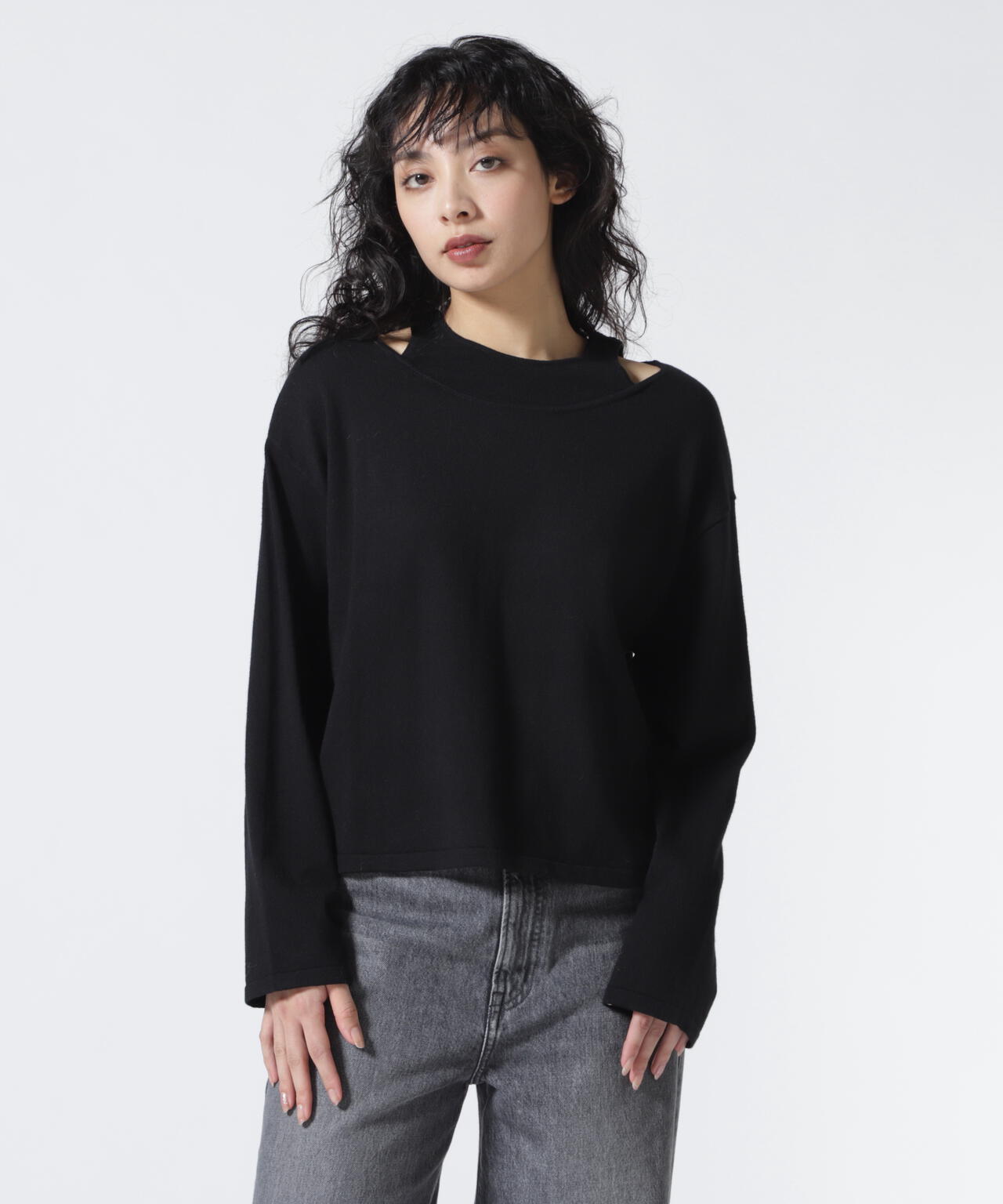 MANOF/マノフ/NECK LAYERED KNIT TOPS