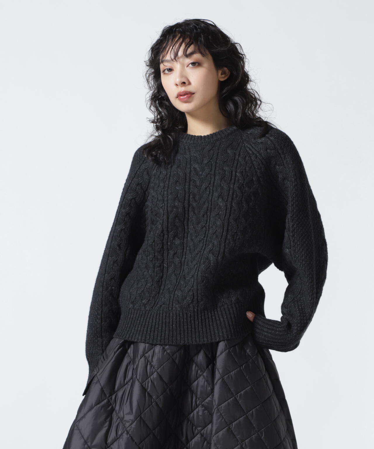MANOF SHOULDER TUCK CABLE KNIT ケーブルニット MANOF/マノフ/SHOULDER TUCK CABLE KNIT | L.H.P（エルエイチピー