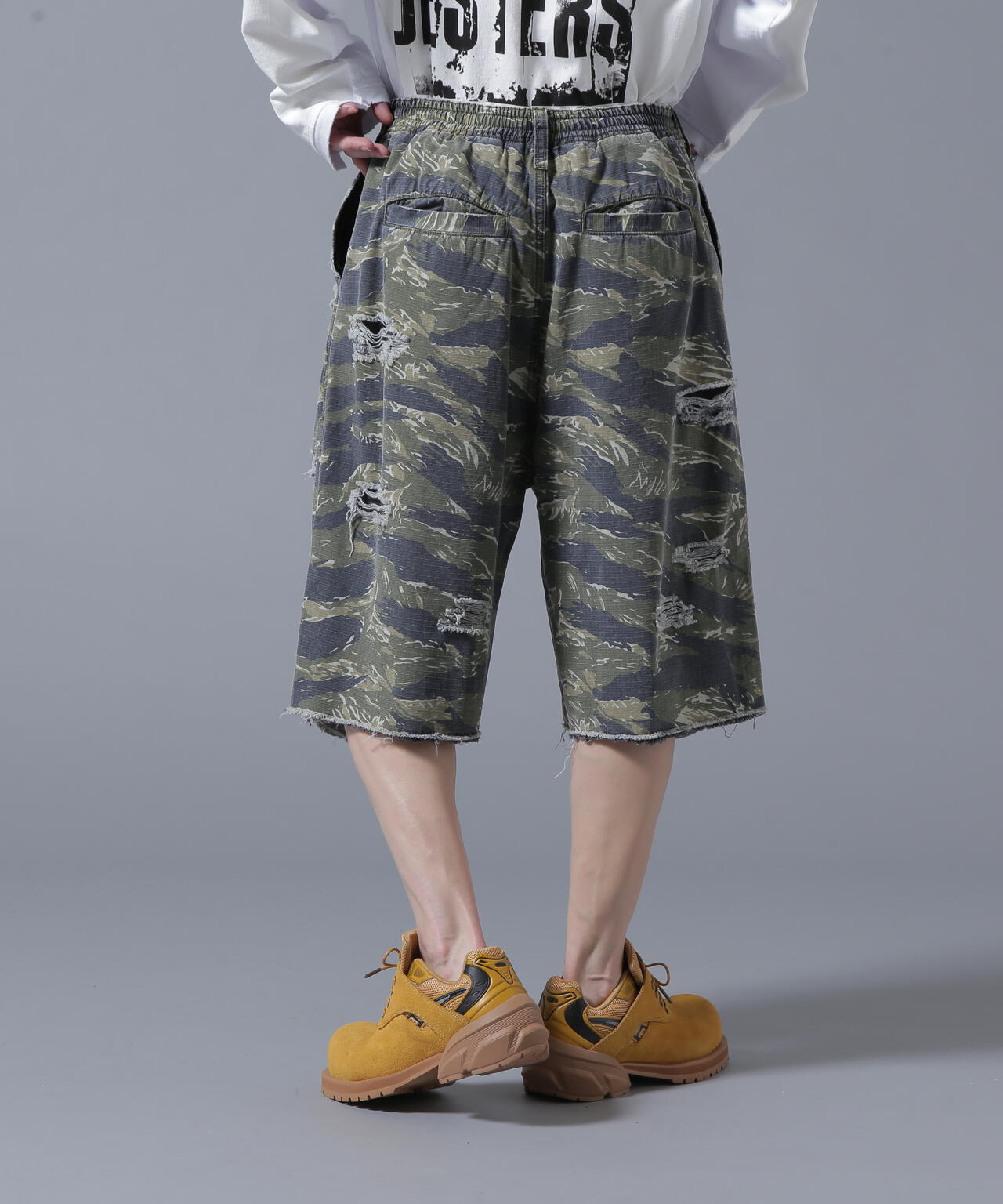 DankeSchon/ダンケシェーン/LAYER RIPSTOP CAMO & DENIM SHORTS
