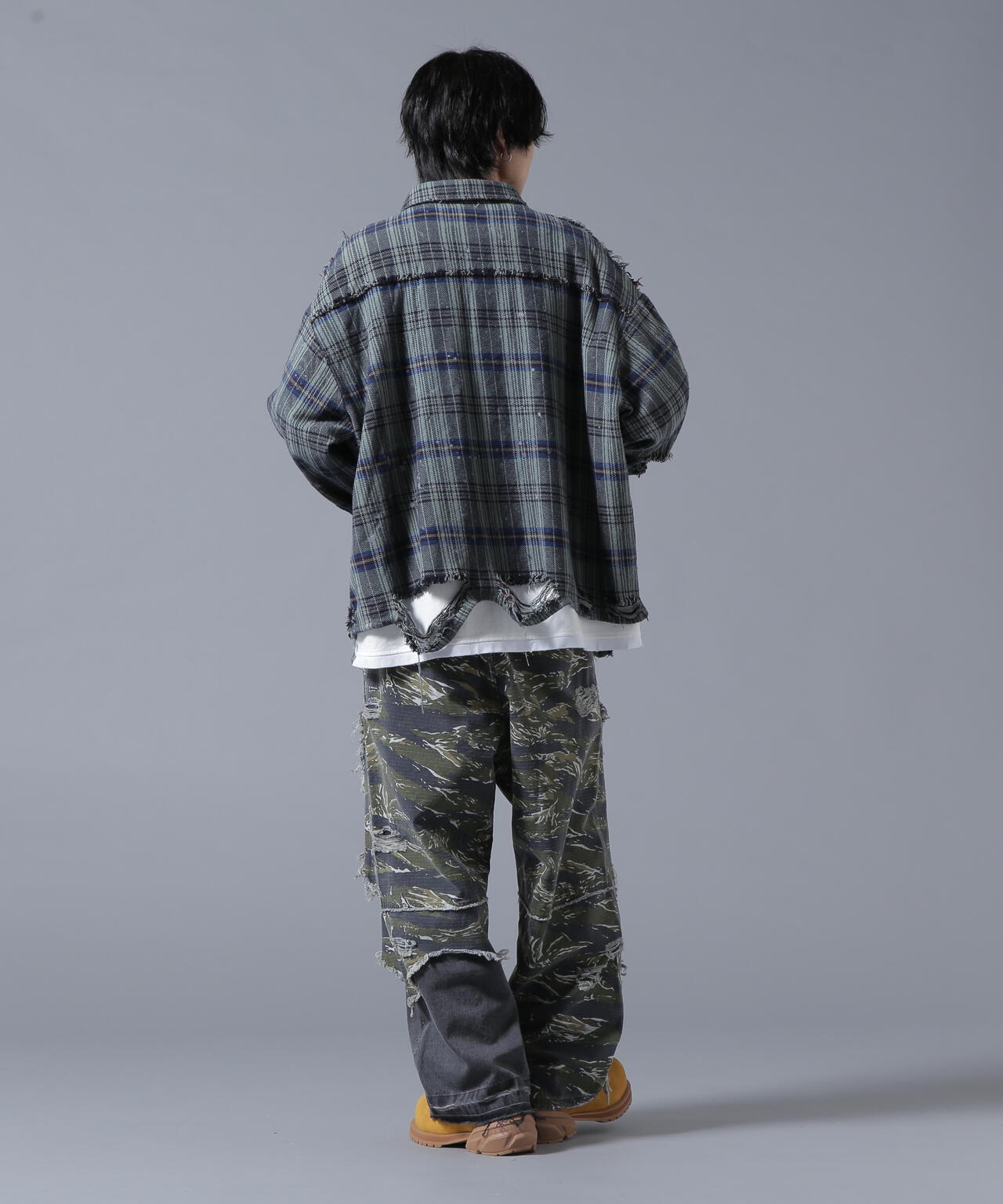 DankeSchon/ダンケシェーン/PIGMENT DAMAGE FLANNEL CHECK LONG SLEEVE