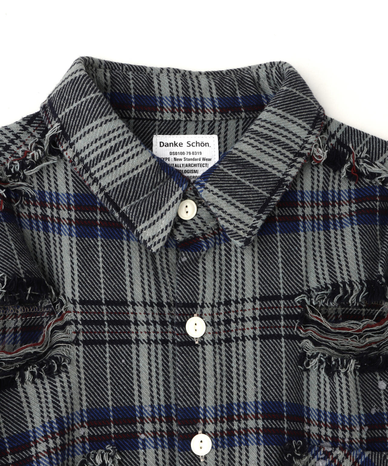 DankeSchon/ダンケシェーン/PIGMENT DAMAGE FLANNEL CHECK LONG SLEEVE