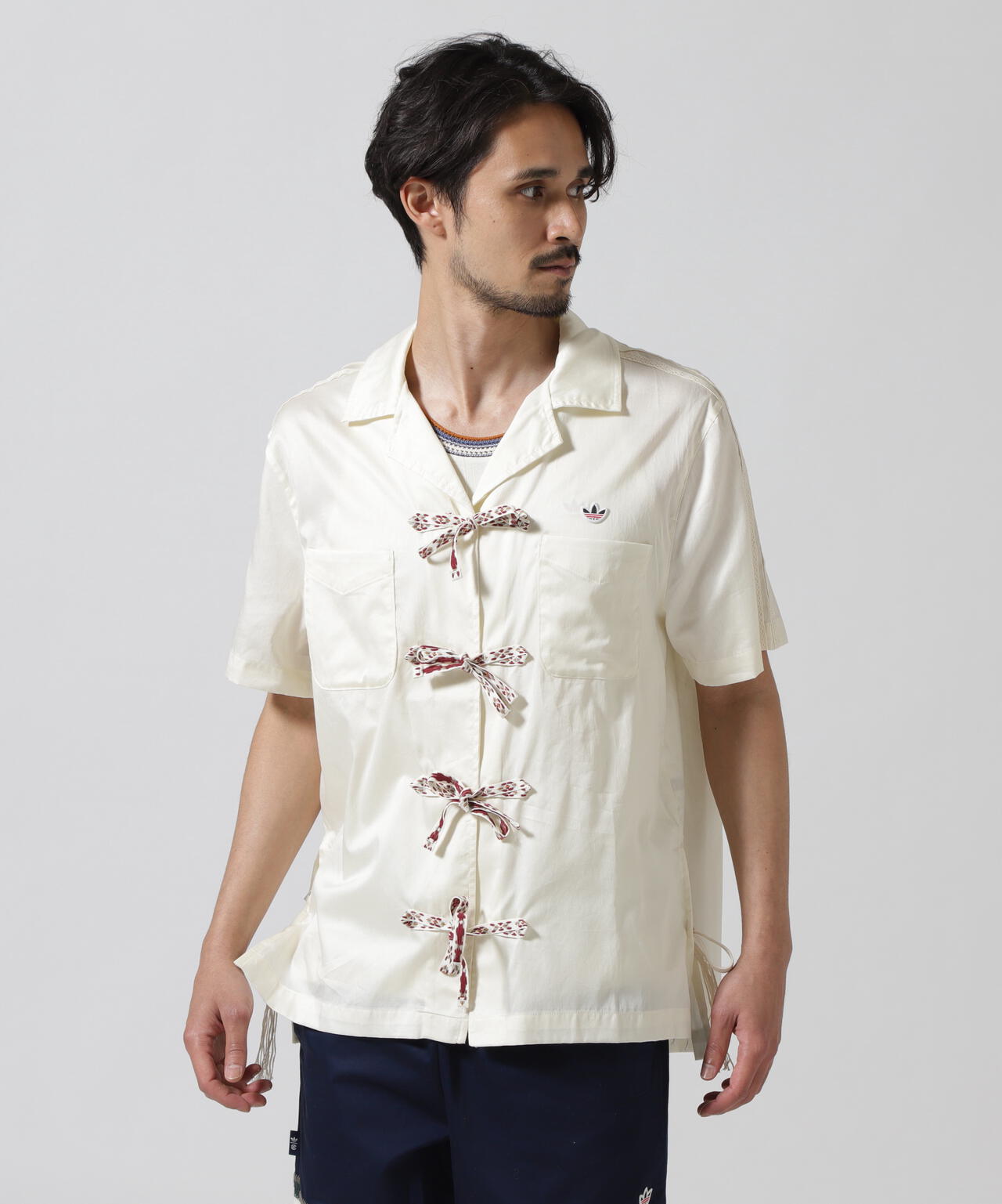 新品2XL ADIDAS X CLOT ボウリングシャツ ホワイトJP1599 adidas CLOT BOWLING SHIRT BY EDISON CHEN クリームホワイト