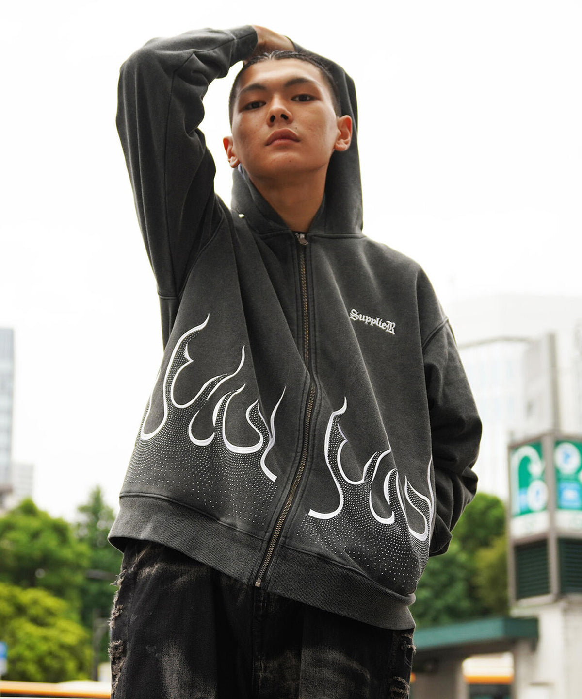 SUPPLIER【LHP WEB限定】FIRE PATTERN RHINESTONE ZIP | L.H.P 