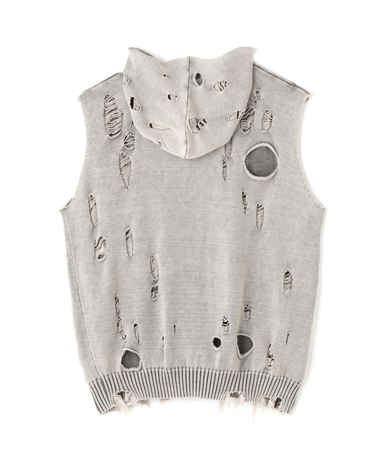 DankeSchon/ダンケシェーン/PIGMENT DAMAGE KNIT NOSLEEVE HOODIE