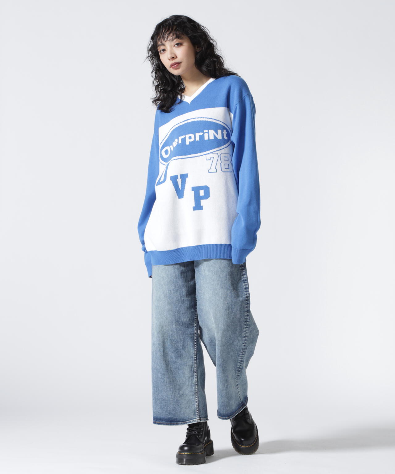 overprint/オーバープリント/OVAL V NECK COTTON KNIT
