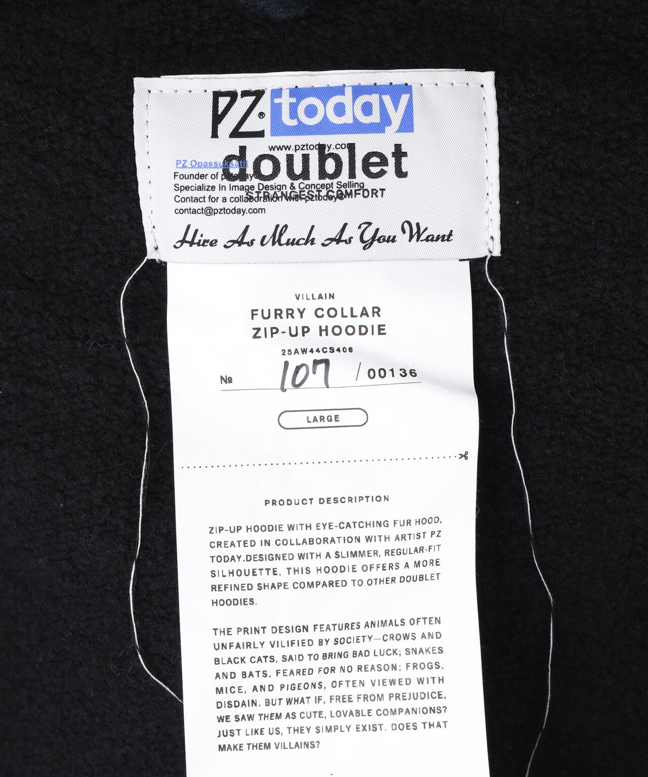 doublet/ダブレット/FURRY COLLAR ZIP-UP HOODIE | L.H.P