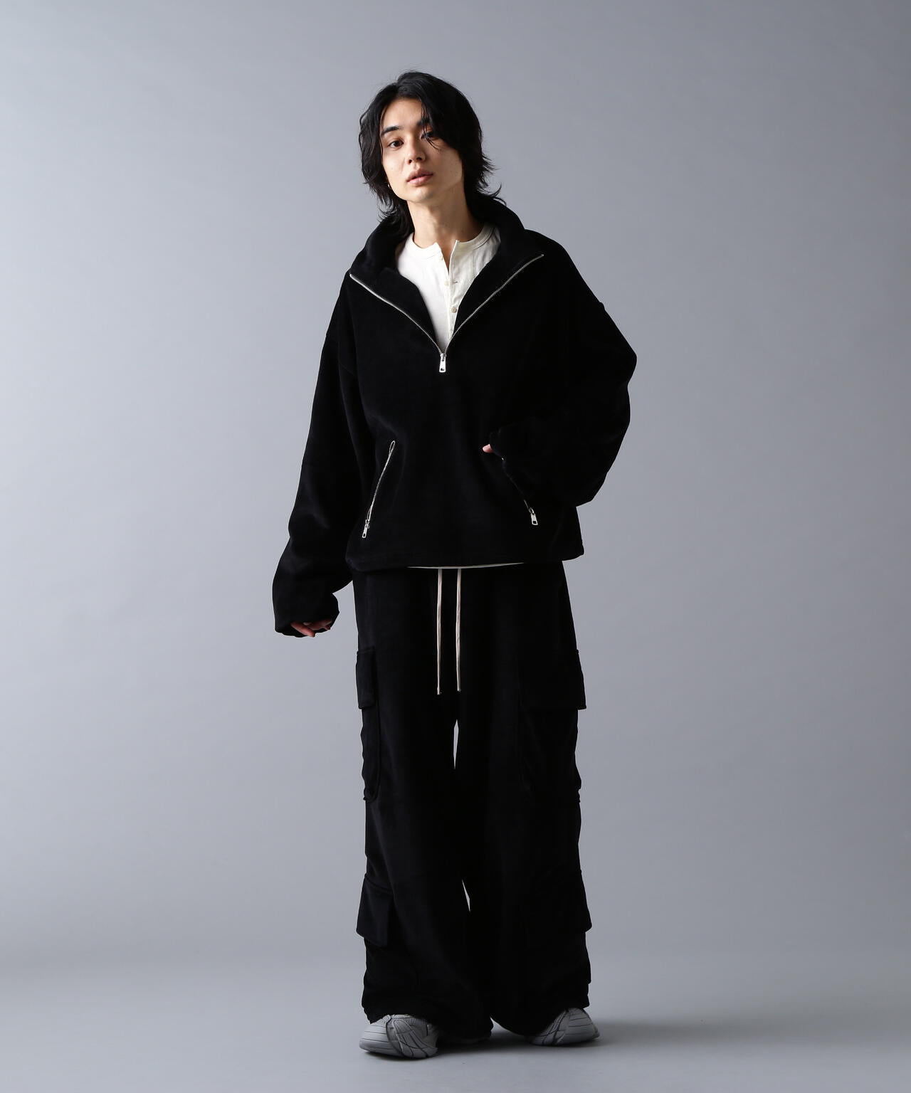 DankeSchon/ダンケシェーン/W-FACE VELOUR HALF ZIP STAND