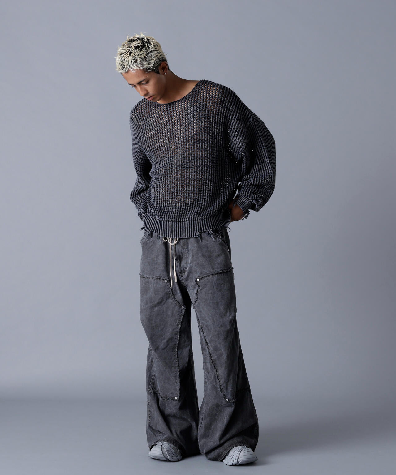 DankeSchon/ダンケシェーン/CHEMICAL MESH KNIT CREWNECK