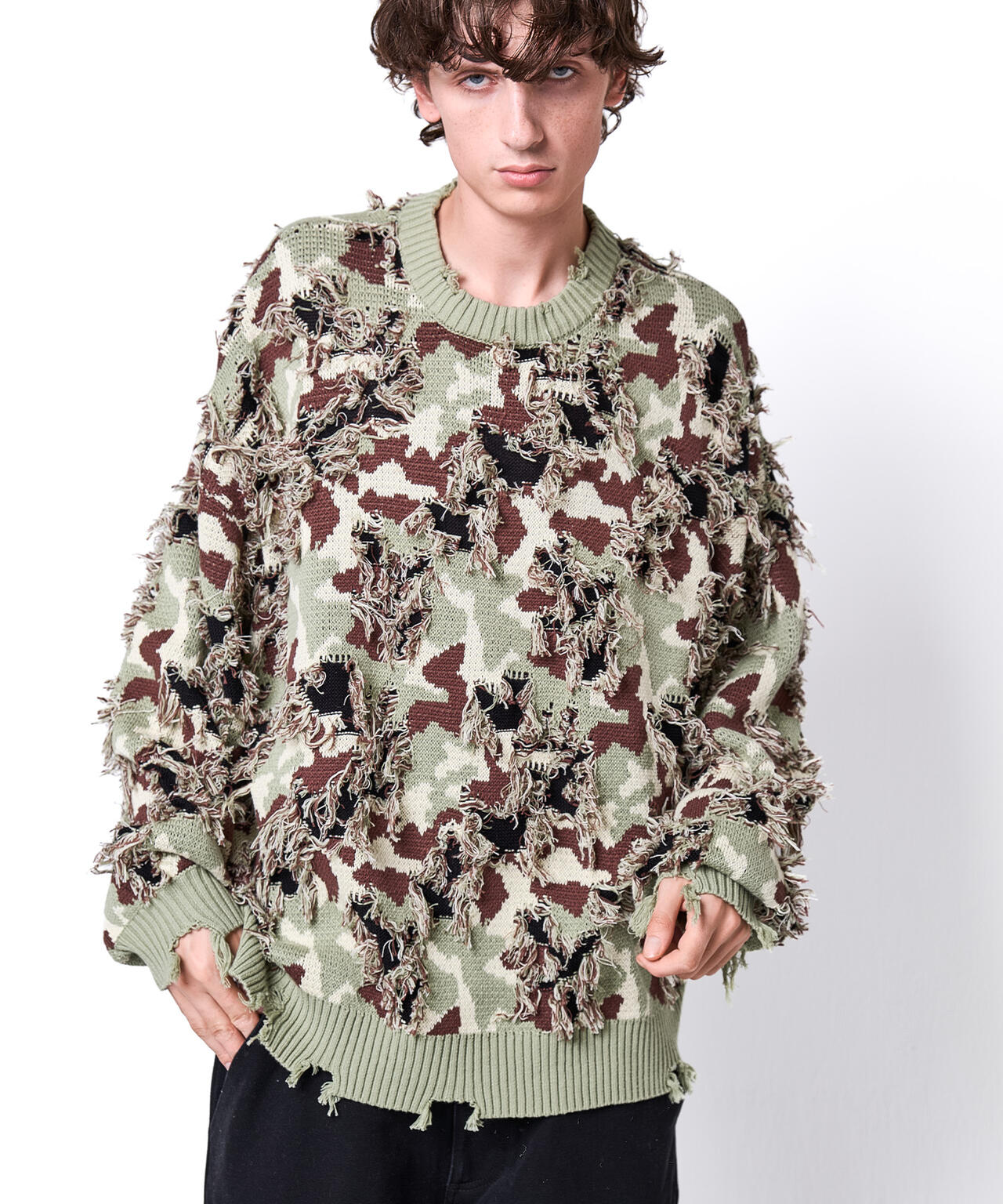 DankeSchon/ダンケシェーン/CAMO KNIT CREWNECK | L.H.P
