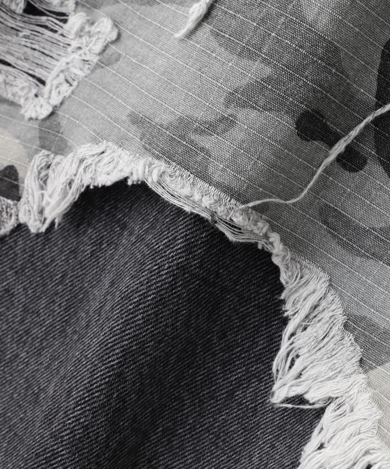 DankeSchon/ダンケシェーン/LAYER CAMO&DENIM BAGGY PANTS