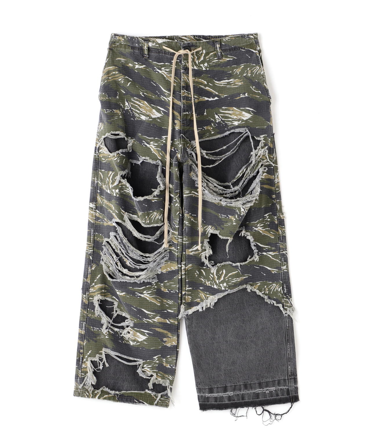 DankeSchon/ダンケシェーン/LAYER CAMO&DENIM BAGGY PANTS