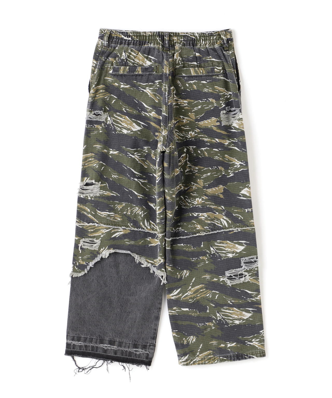 DankeSchon/ダンケシェーン/LAYER CAMO&DENIM BAGGY PANTS