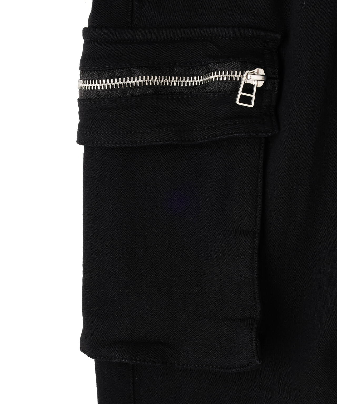 DankeSchon/ダンケシェーン/PREMIUM SUPER STRETCH TC BLACK FLAP ZIP CARGO PANTS