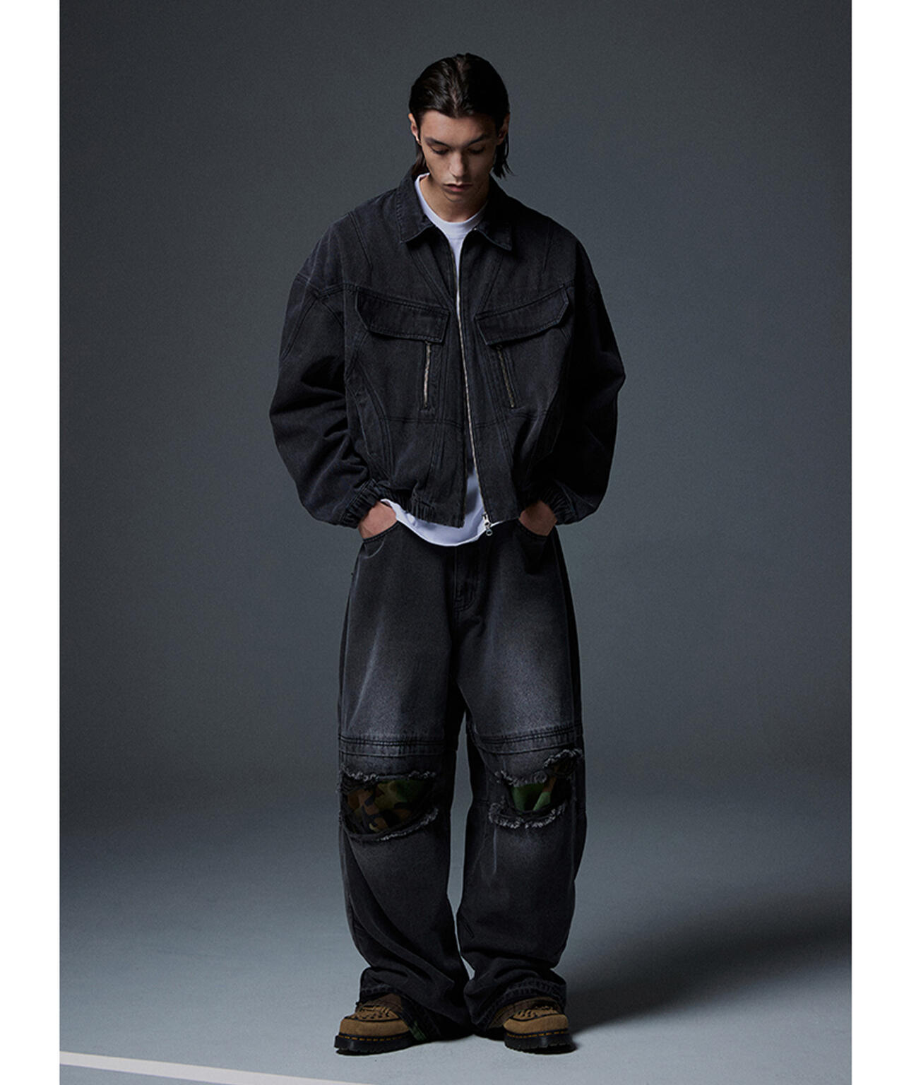 NOT4NERD/ノットフォーナード/CAMO PATCHWORK DENIM PANTS