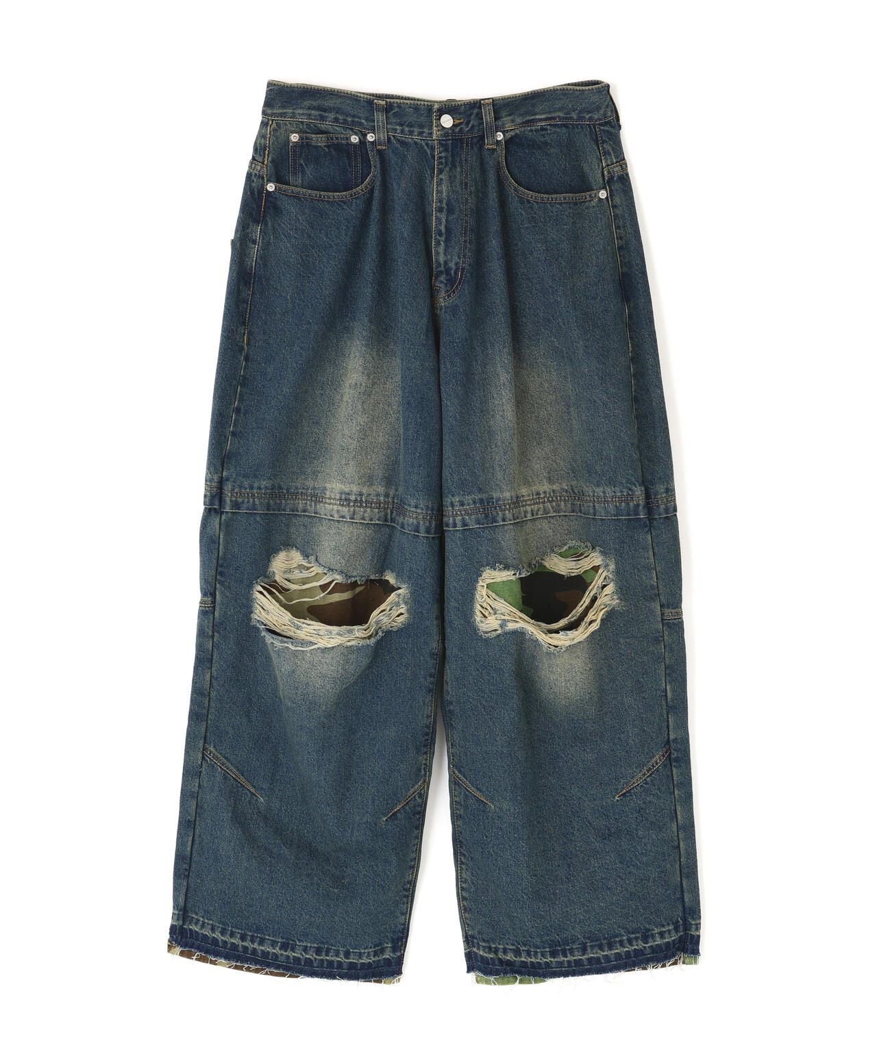 NOT4NERD/ノットフォーナード/CAMO PATCHWORK DENIM PANTS