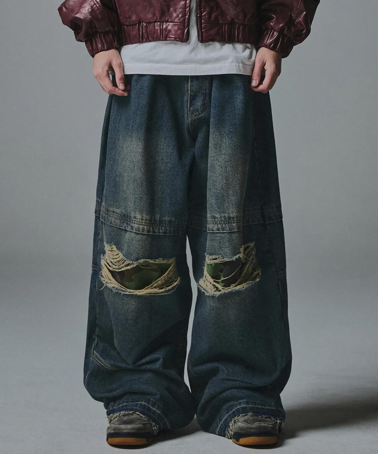 NOT4NERD/ノットフォーナード/CAMO PATCHWORK DENIM PANTS