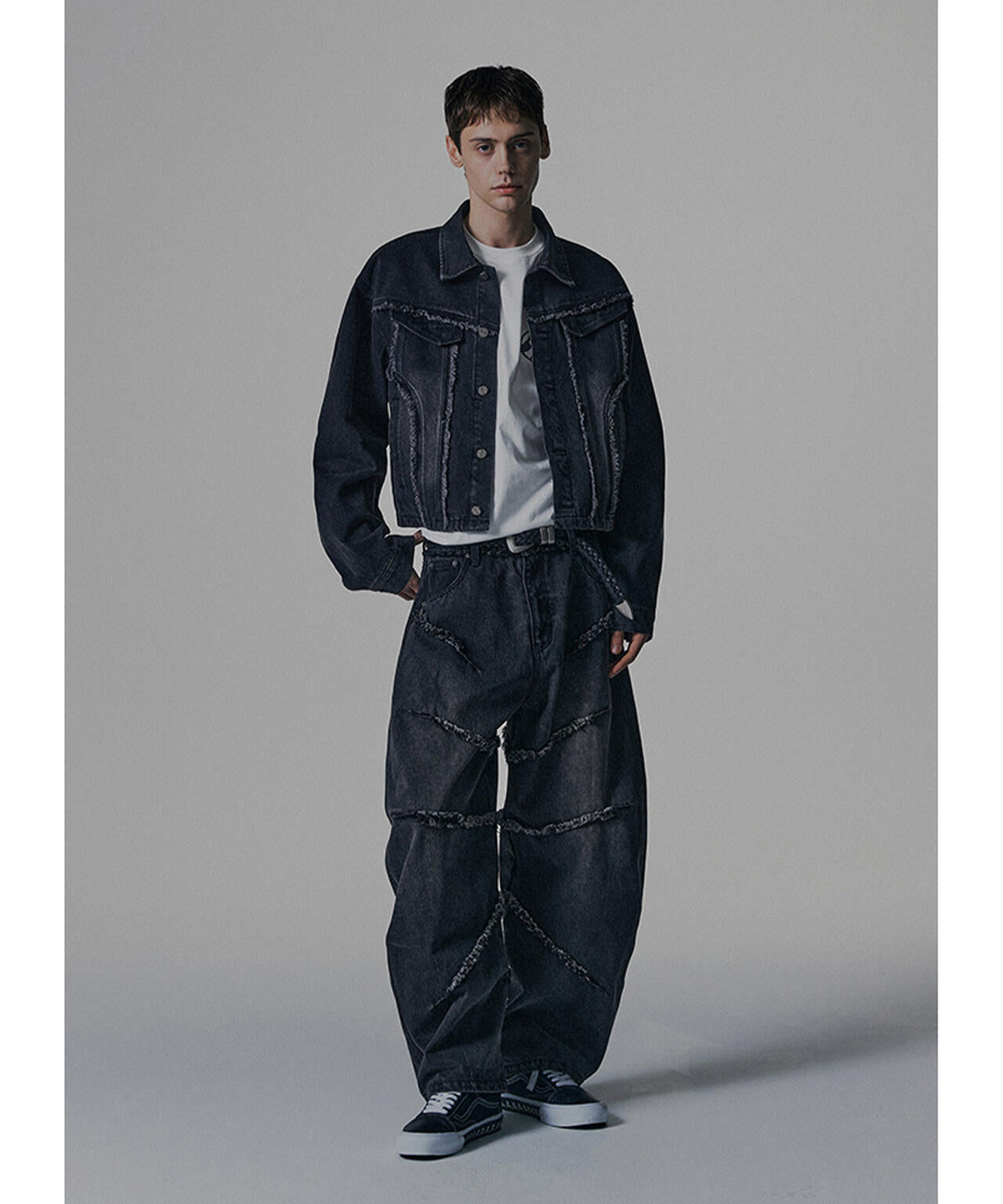 NOT4NERD/ノットフォーナード/CUT OFF CURVED DENIM PANTS