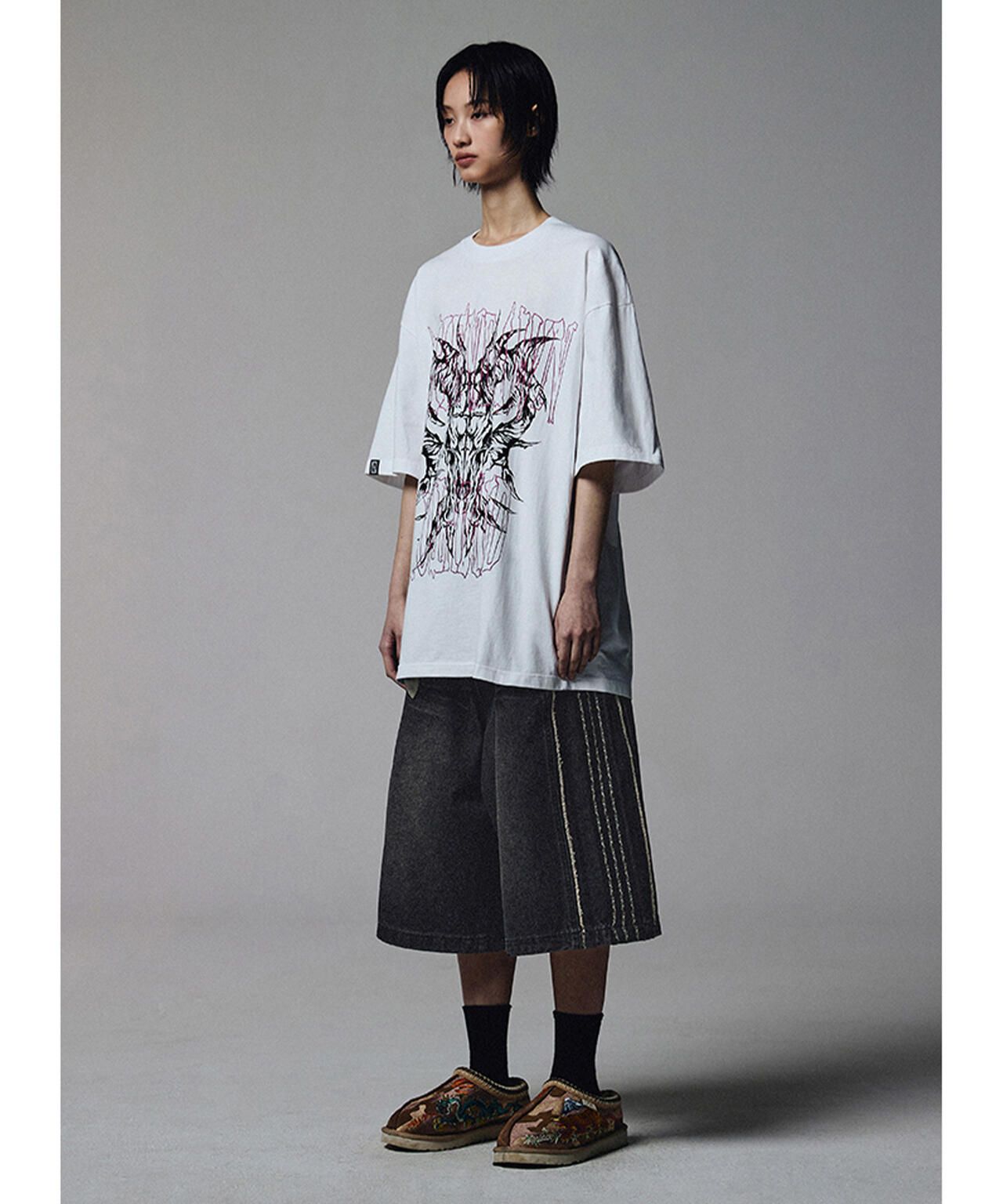 NOT4NERD/ノットフォーナード/THORNS LINE CUT OFF SHORTS