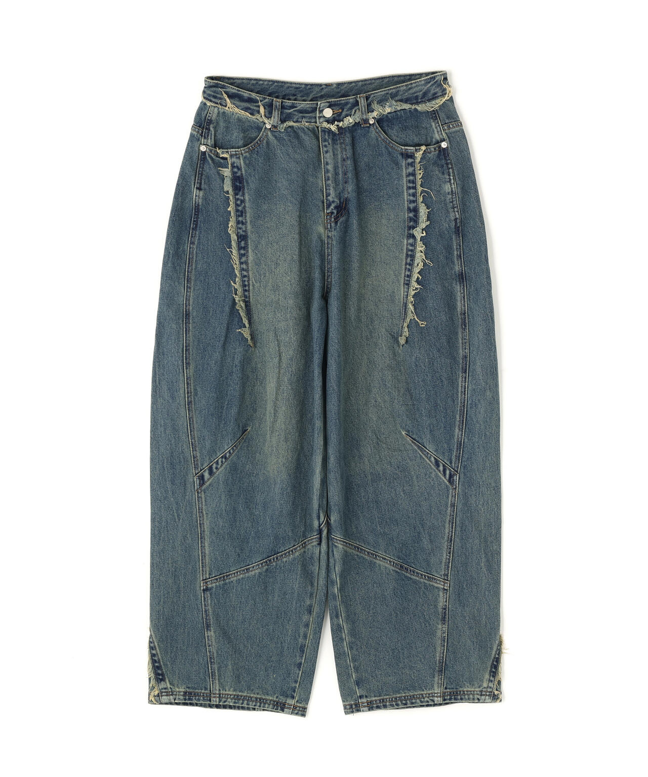NOT4NERD/ノットフォーナード/MULTI CUT OFF CURVED DENIM PANTS