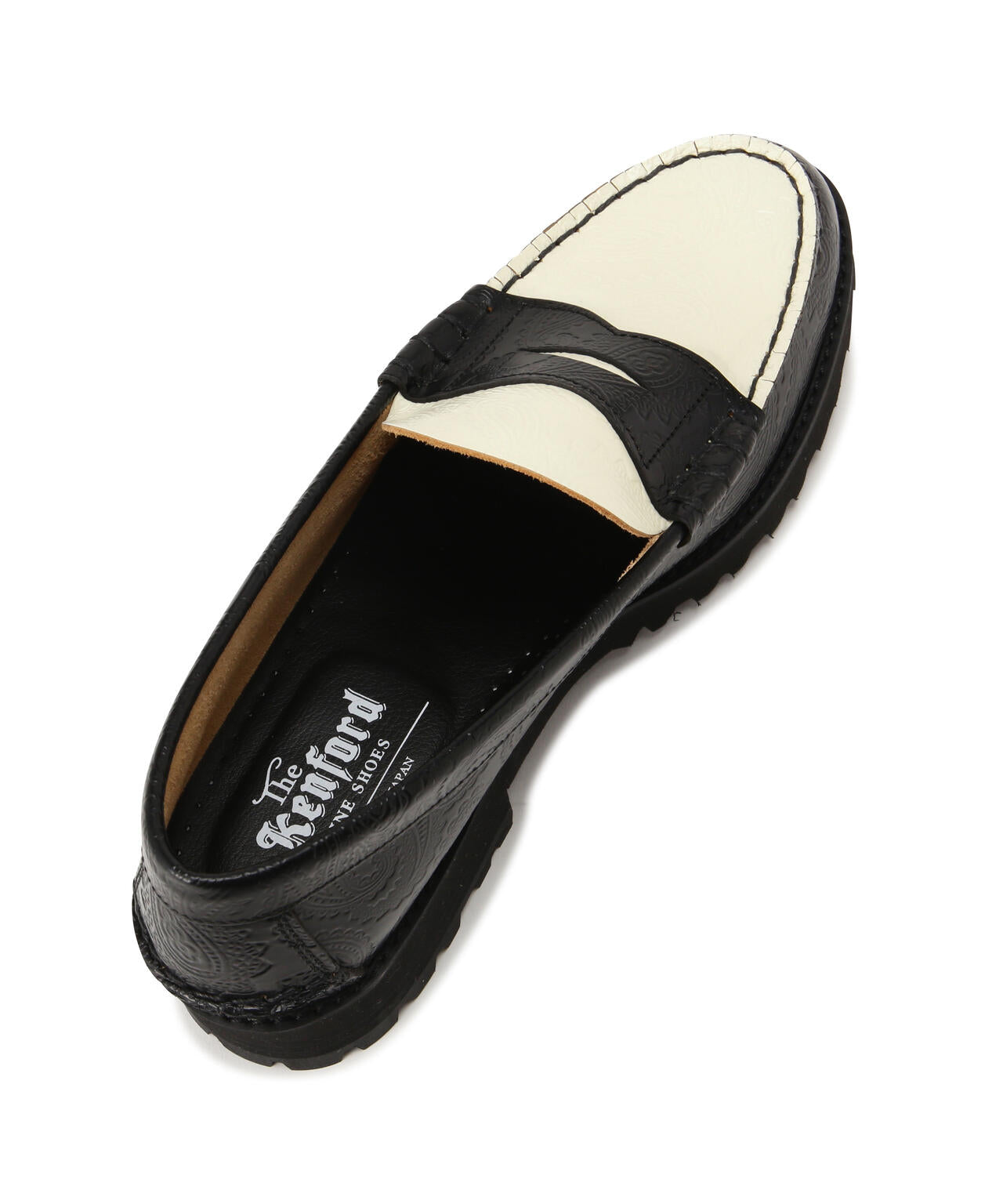 The Kenford Fineshoes/WOMENS PAISLEY TANK SOLE LOAFERS BLACK×WHITE The Kenford Fineshoes/WOMENS PAISLEY TANK SOLE LOAFERS BLACK×WHITE