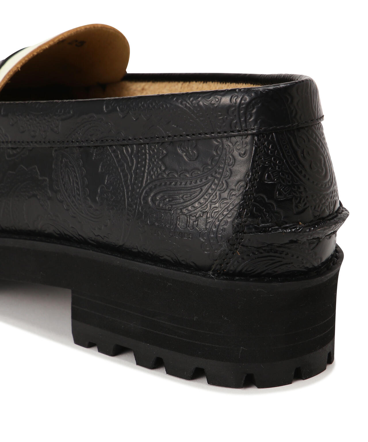 The Kenford Fineshoes/WOMENS PAISLEY TANK SOLE LOAFERS BLACK×WHITE