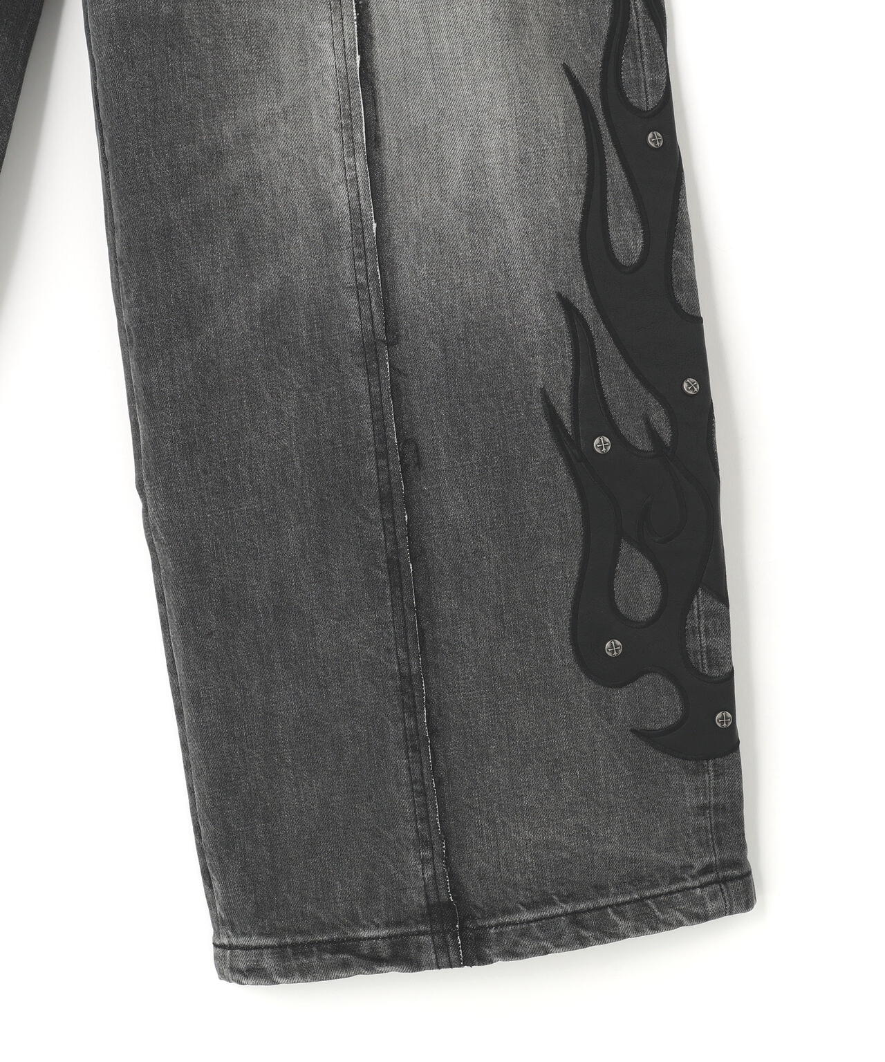 SUPPLIER/サプライヤー/Fire Tribal Leather Patch Baggy Denim