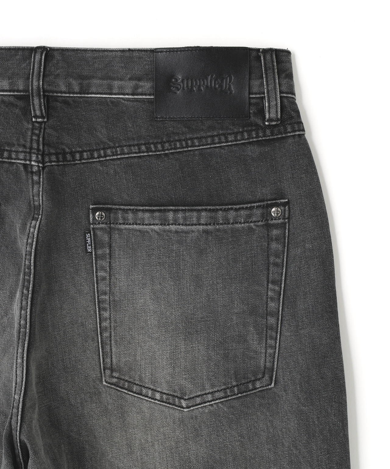SUPPLIER/サプライヤー/Fire Tribal Leather Patch Baggy Denim
